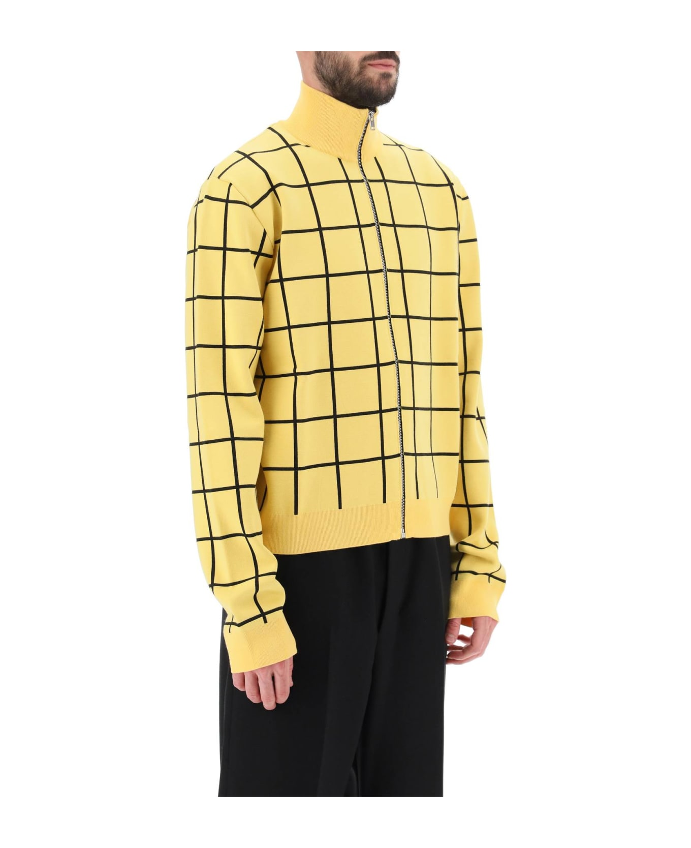 Marni Zip-up Cardigan With Check Motif - MAIZE (Yellow) カーディガン