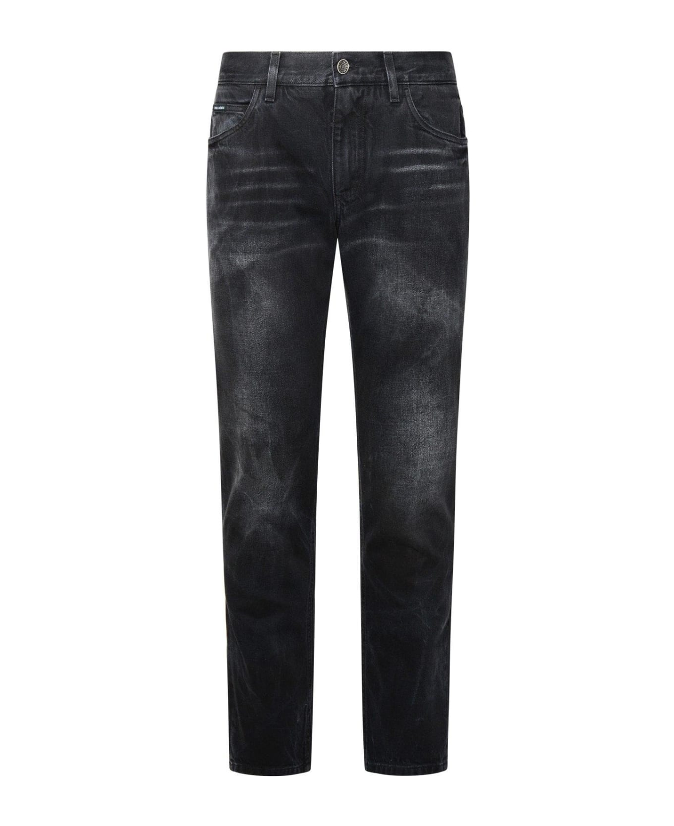 Dolce & Gabbana Logo Plaque Straight-leg Jeans - BLACK デニム