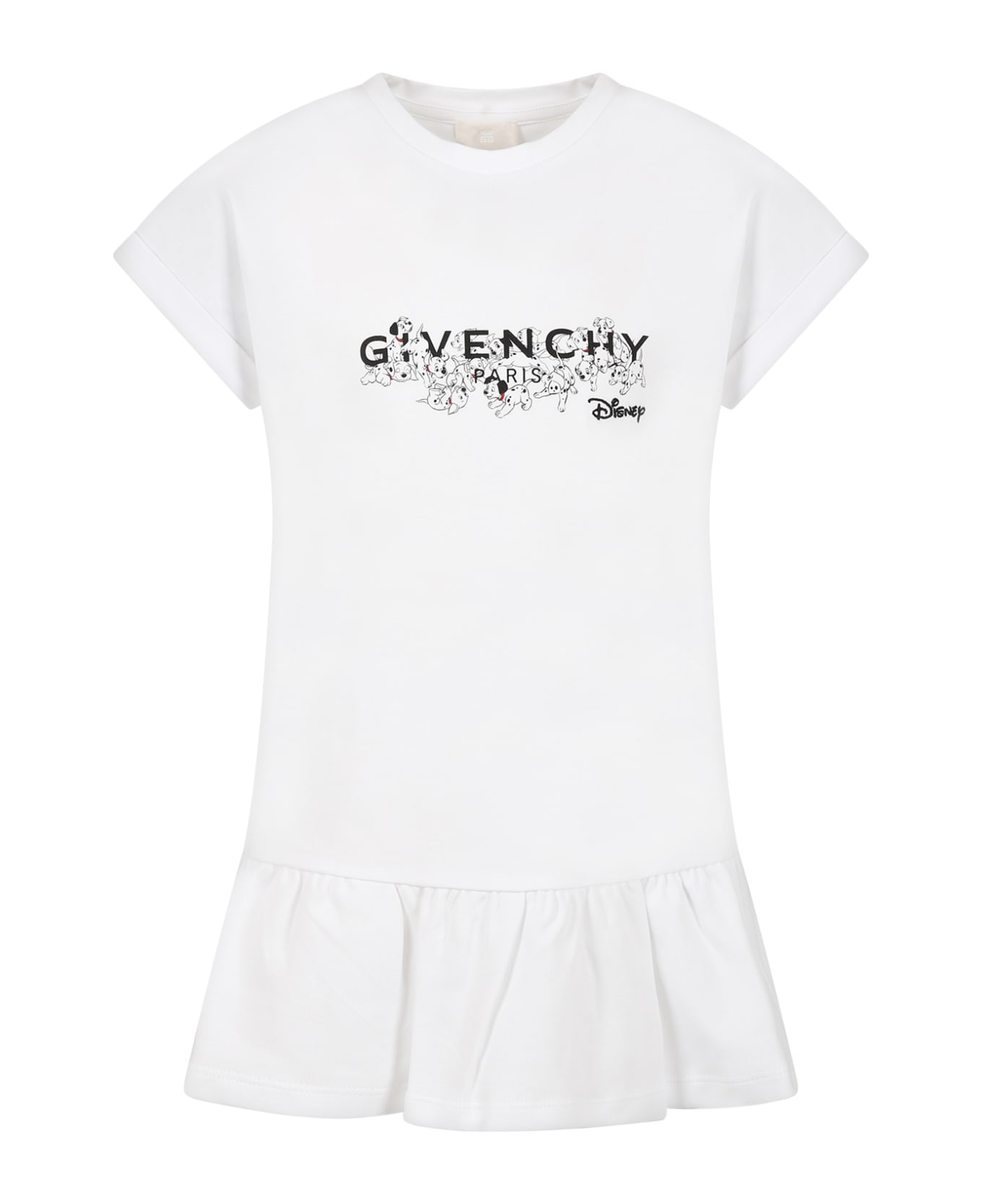 Givenchy White Dress For Girl With  101 Dalmatians And Logo - White