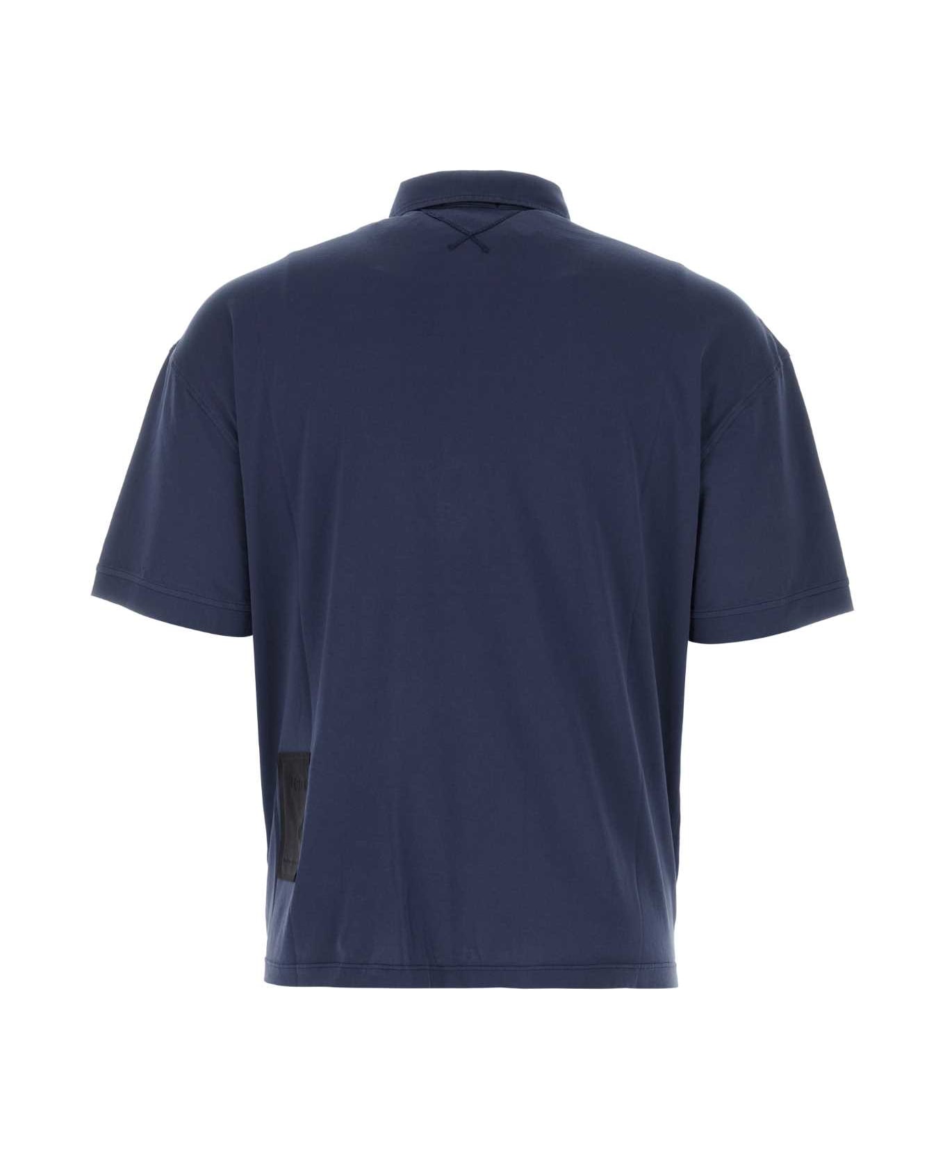 Ten C Navy Blue Cotton Polo Shirt - BLUNOTTE