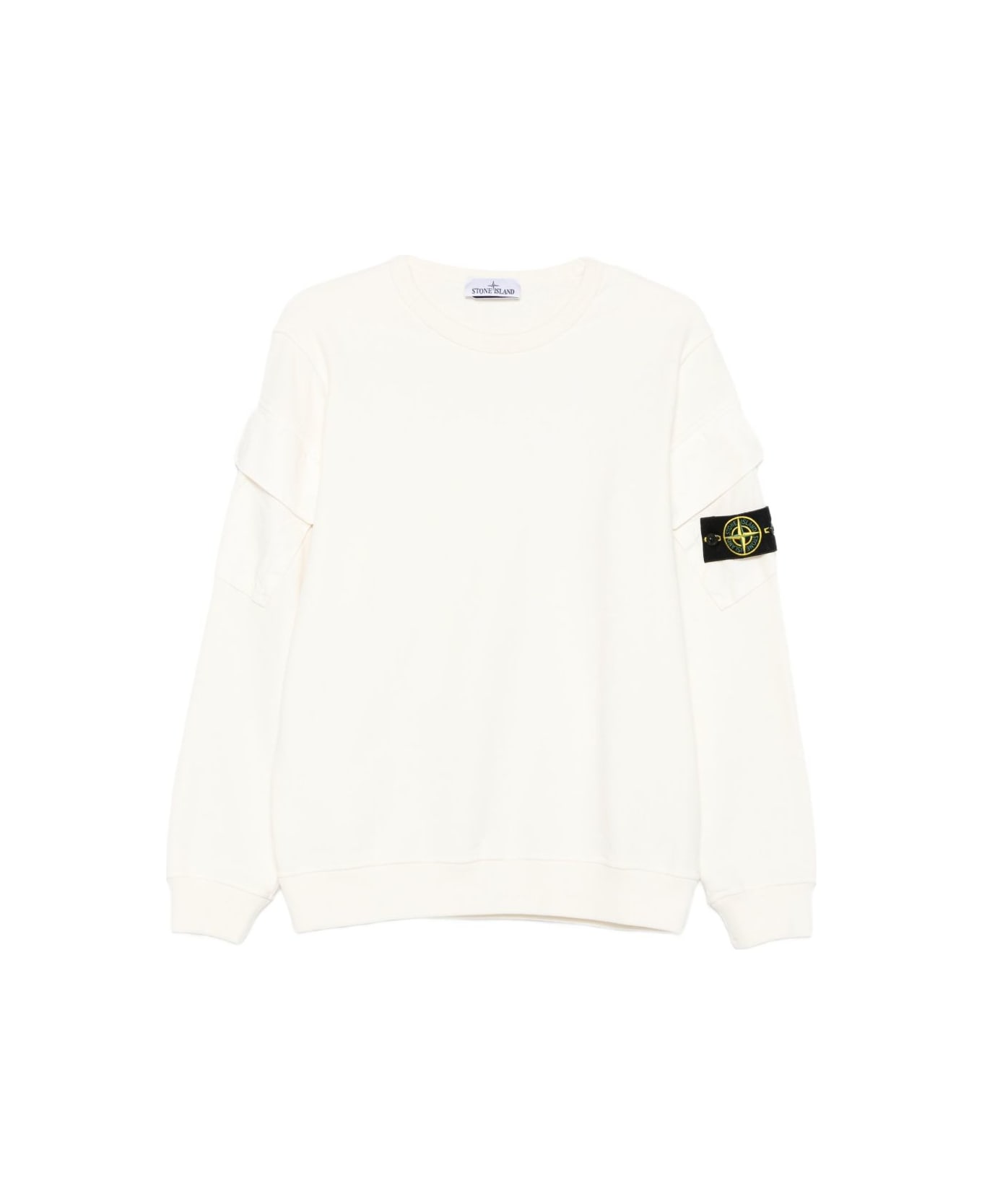 Stone Island Cotton Sweatshirt With Pocket - White