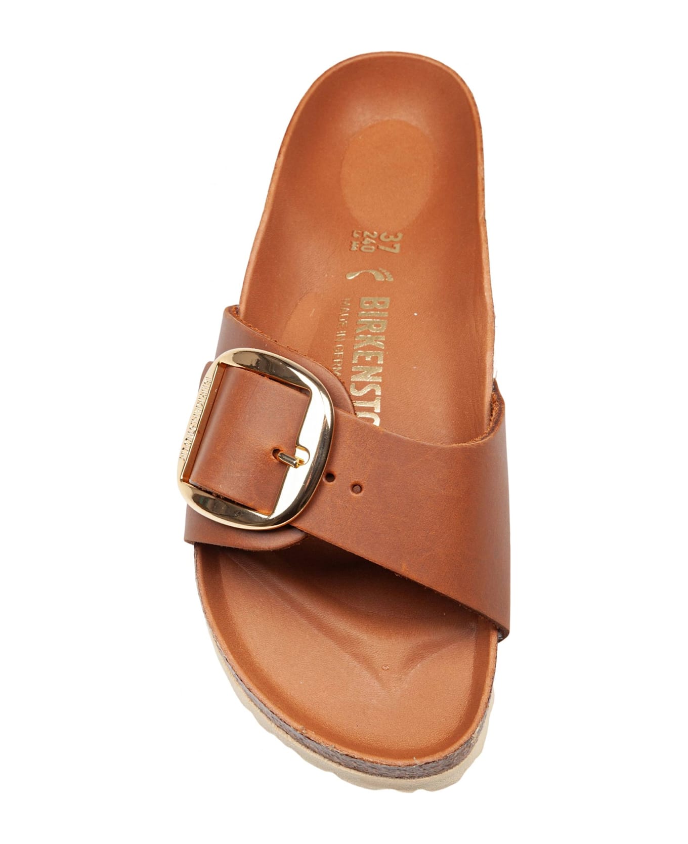 Birkenstock Madrid Sandal In Cognac Nubuck With Large Buckle - BROWN
