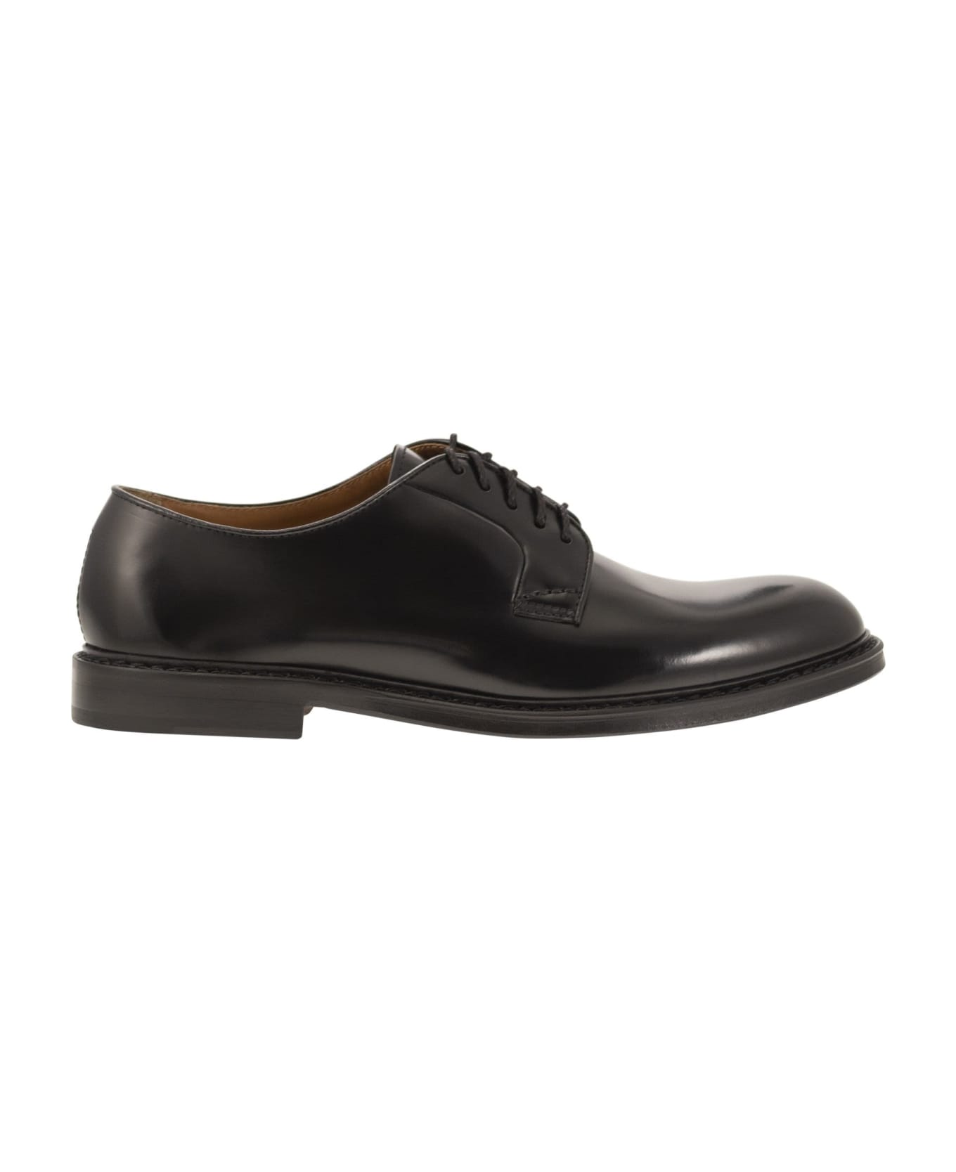 Doucal's Smooth Leather Derby - Black ローファー＆デッキシューズ