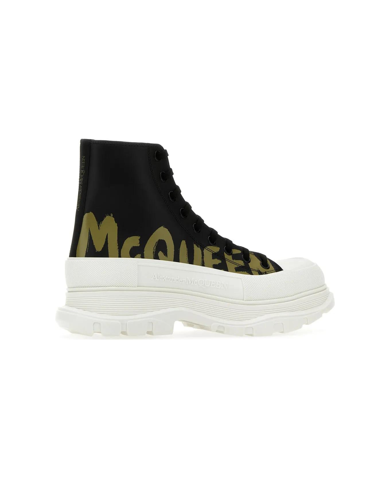 Alexander McQueen Black Leather Tread Slick Sneakers - Black スニーカー