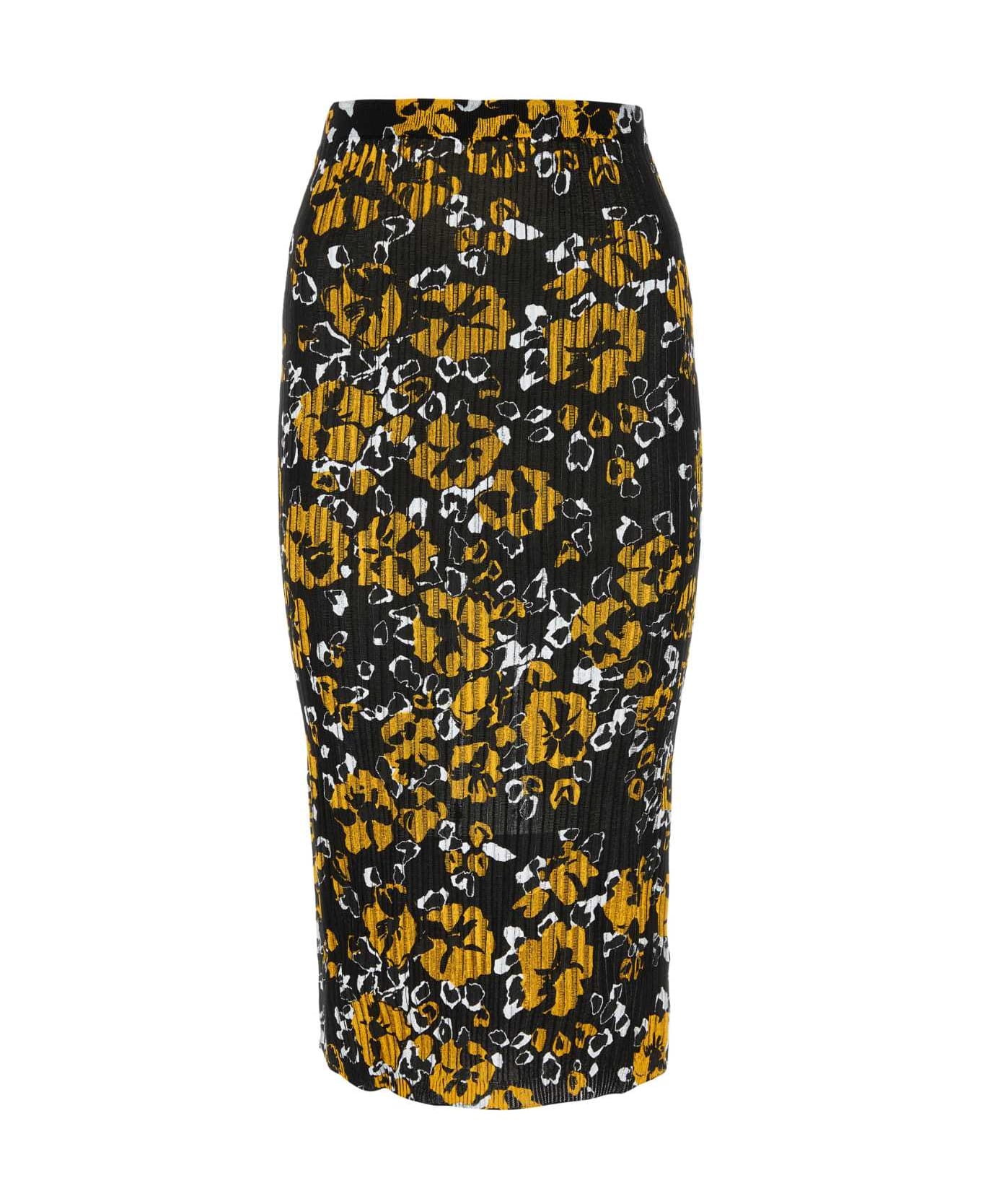 Lanvin Printed Silk Blend Skirt - BLACKMULTICOLOUR スカート