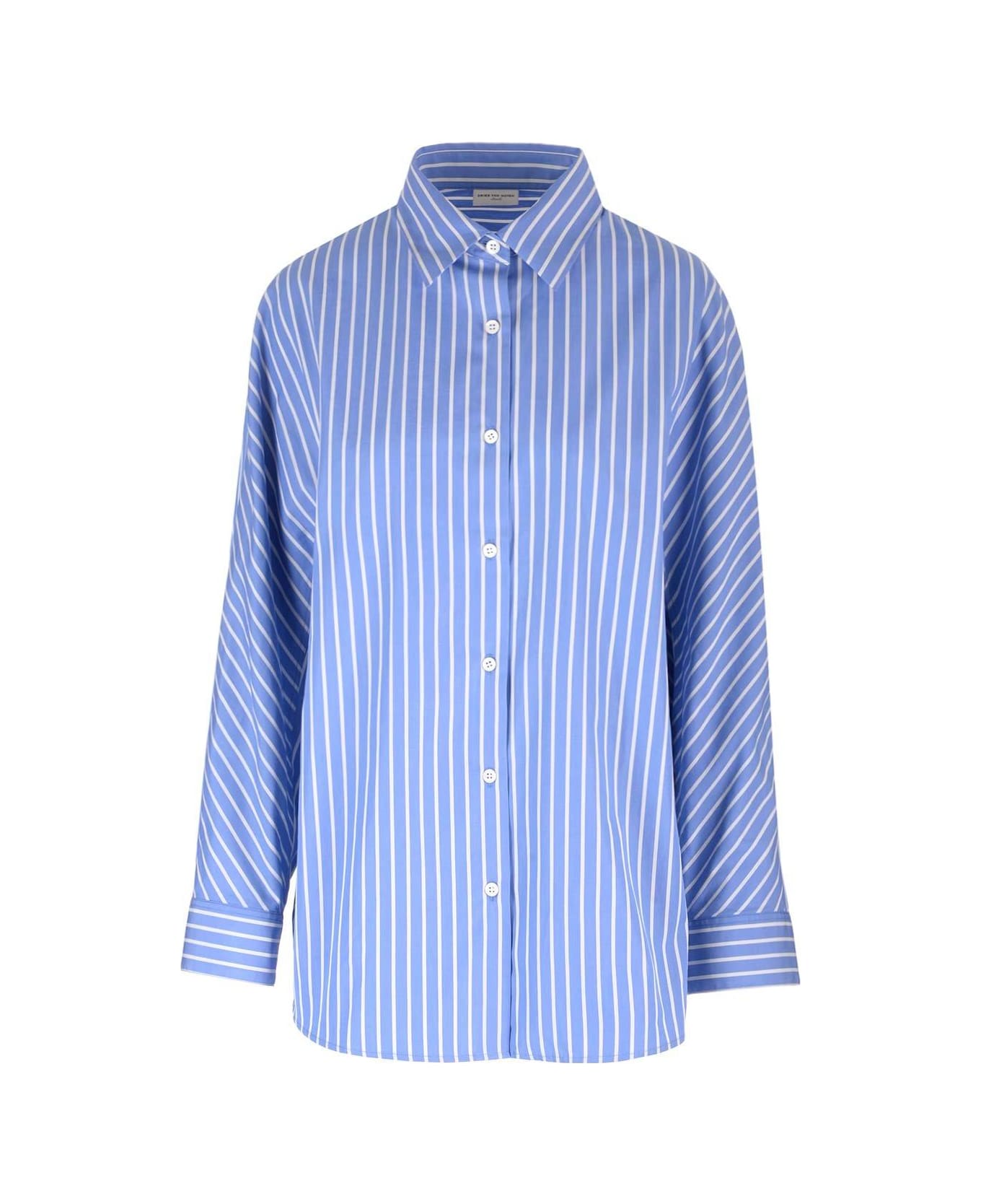 Dries Van Noten Striped Button-up Shirt - Light Blue