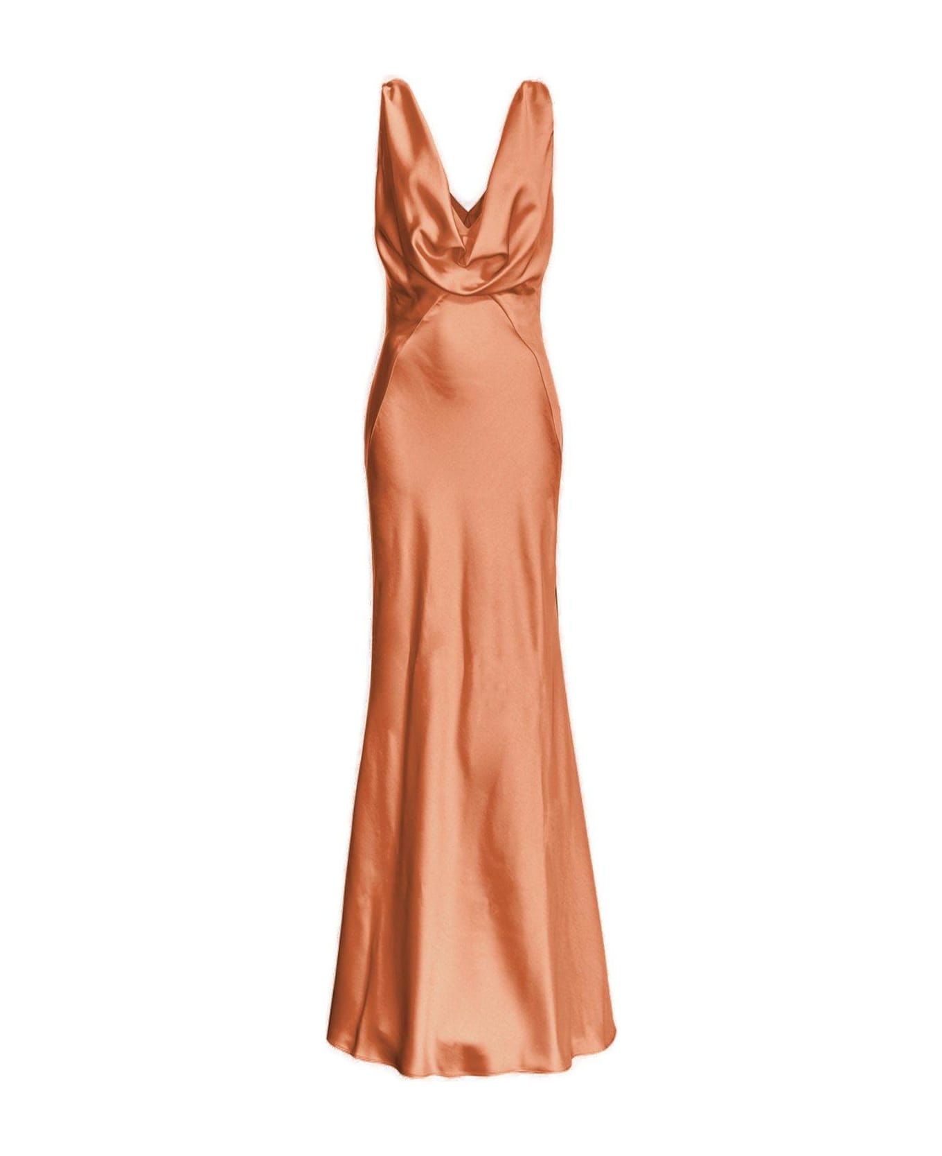 Pinko V-neck Draped Maxi Dress - Brown