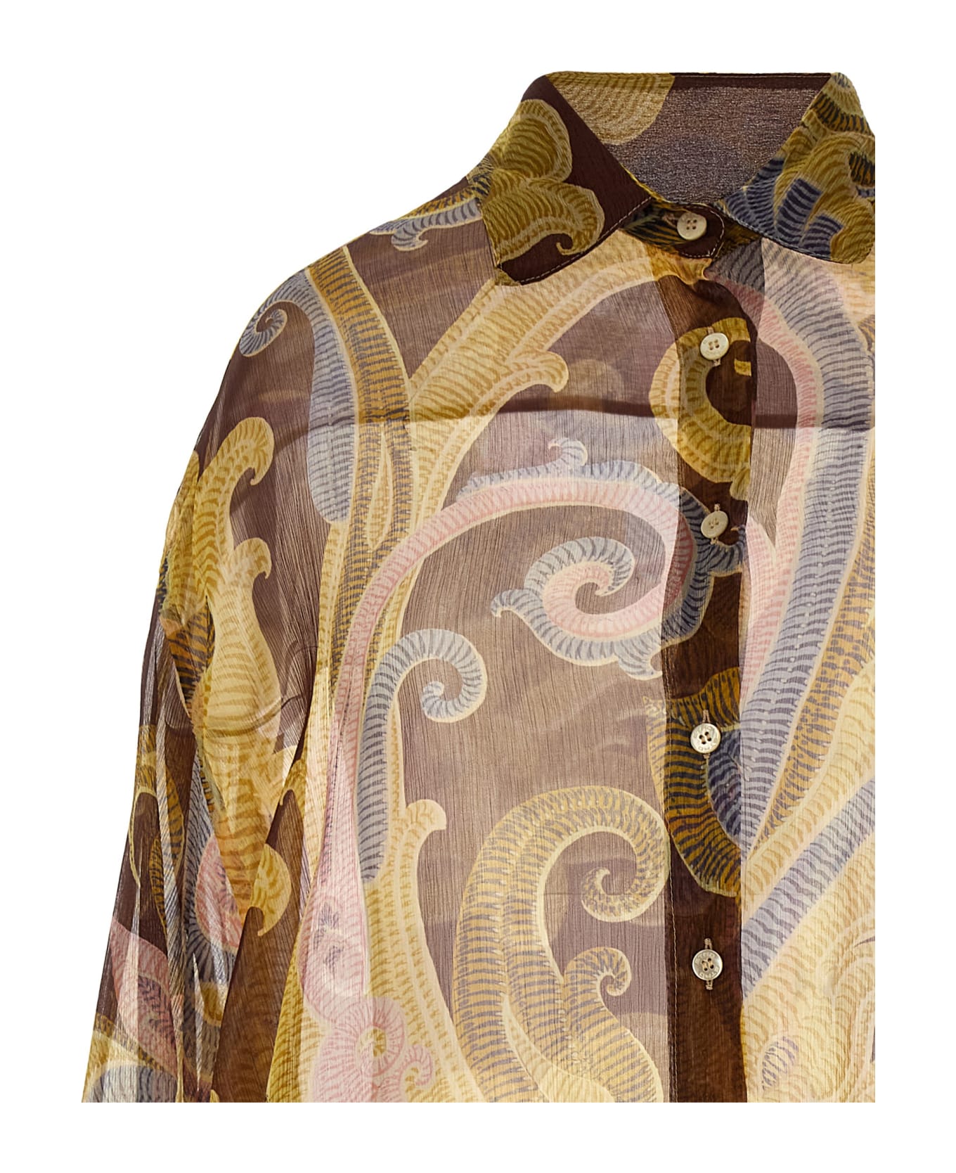 Etro Printed Silk Shirt - BROWN/YELLOW