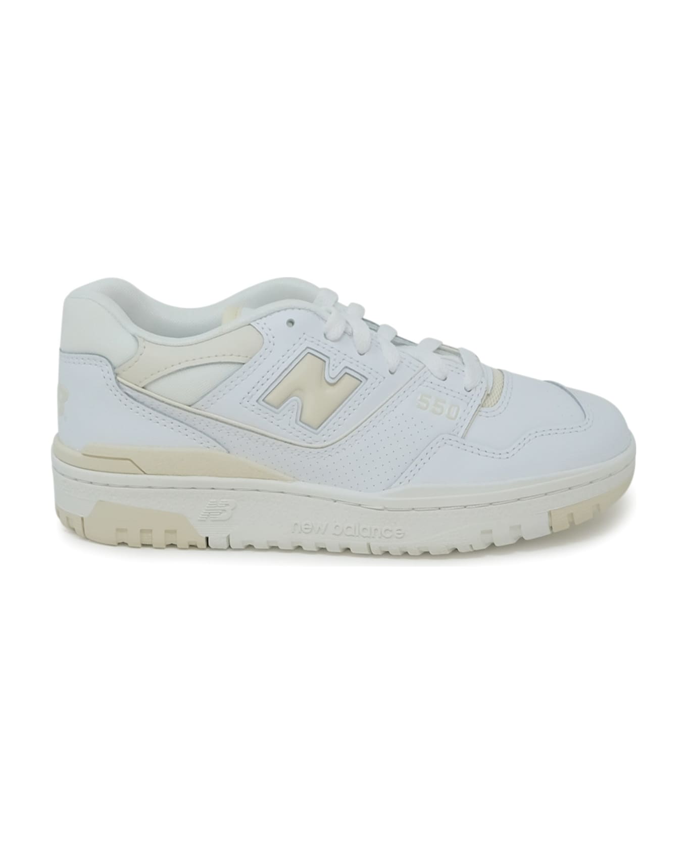 New Balance White Leather Sneaker - WHITE