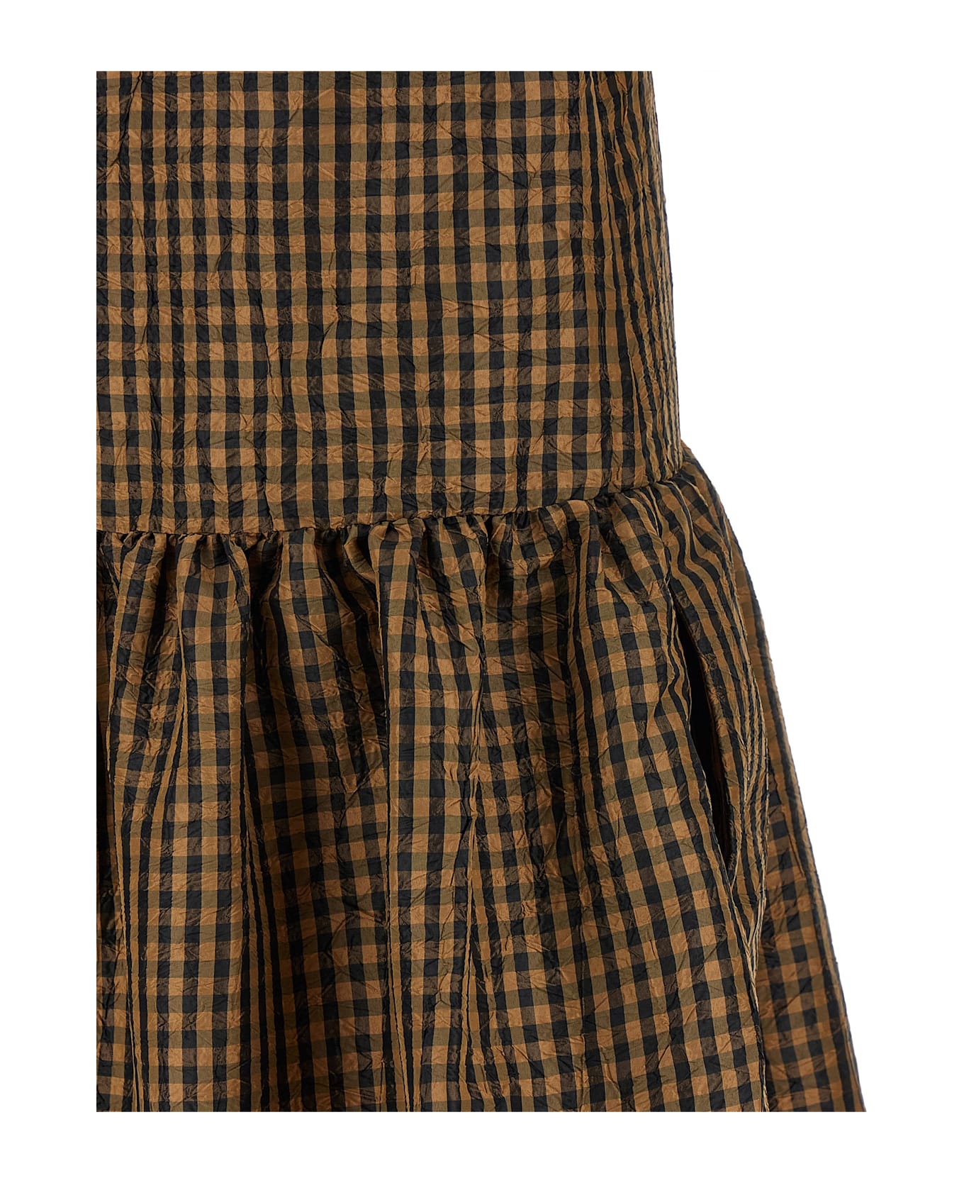 Ganni 'taffetà Crinckled' Dress - Brown
