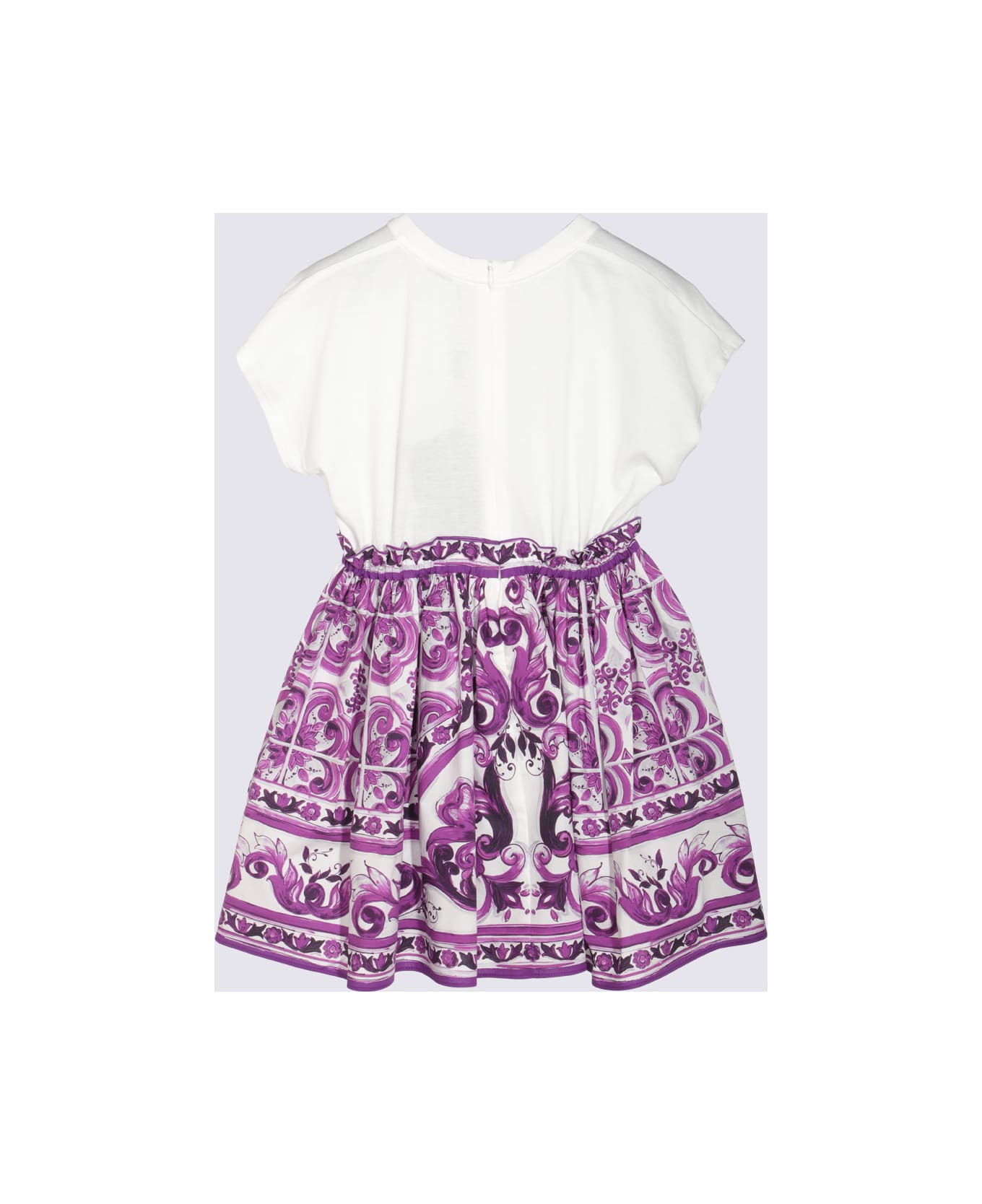 Dolce 
Gabbana White And Purple Cotton Dress - MAIOLICA VIOLA
