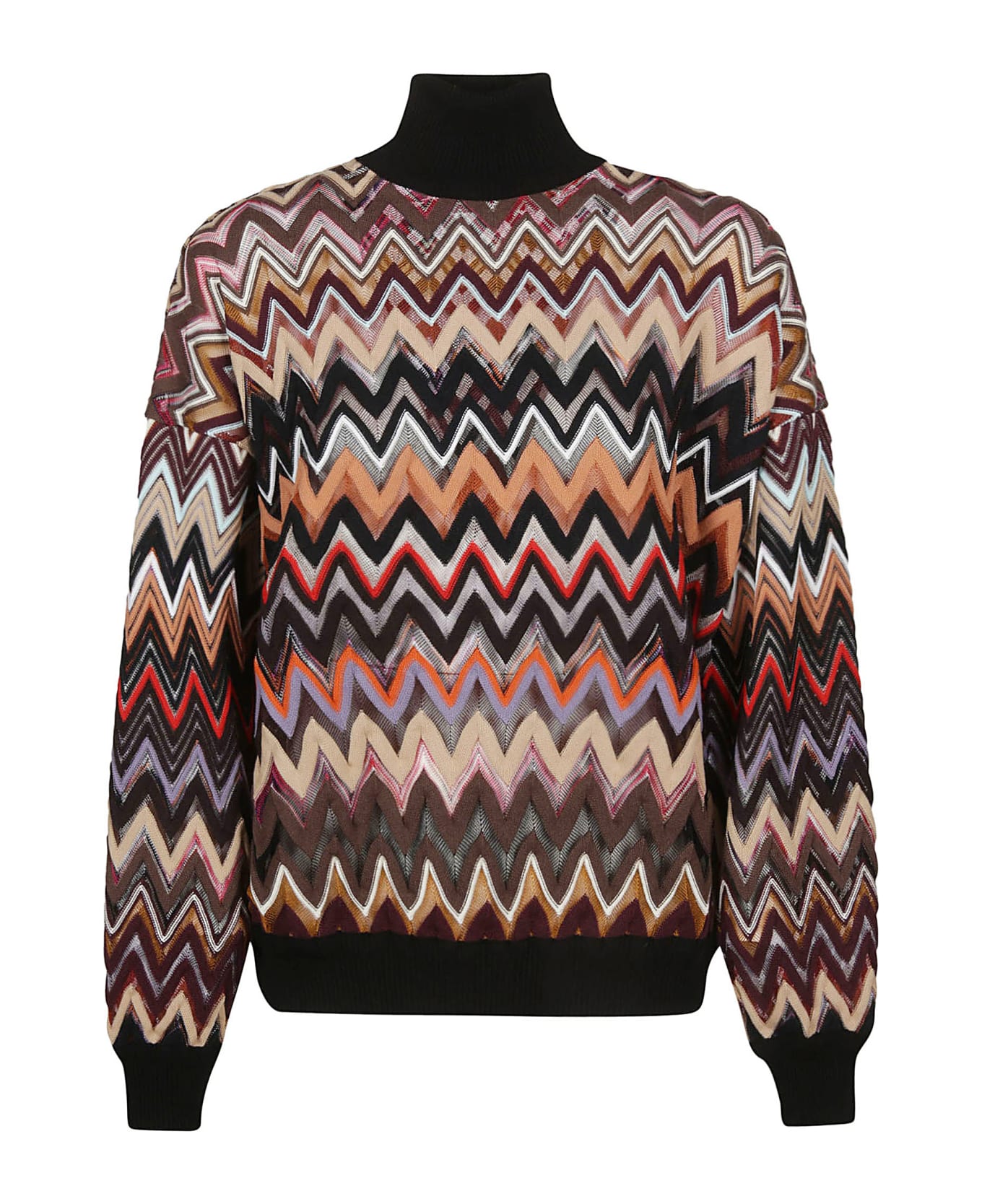 Missoni Turtle Neck Sweater - Multicolor Brown/black