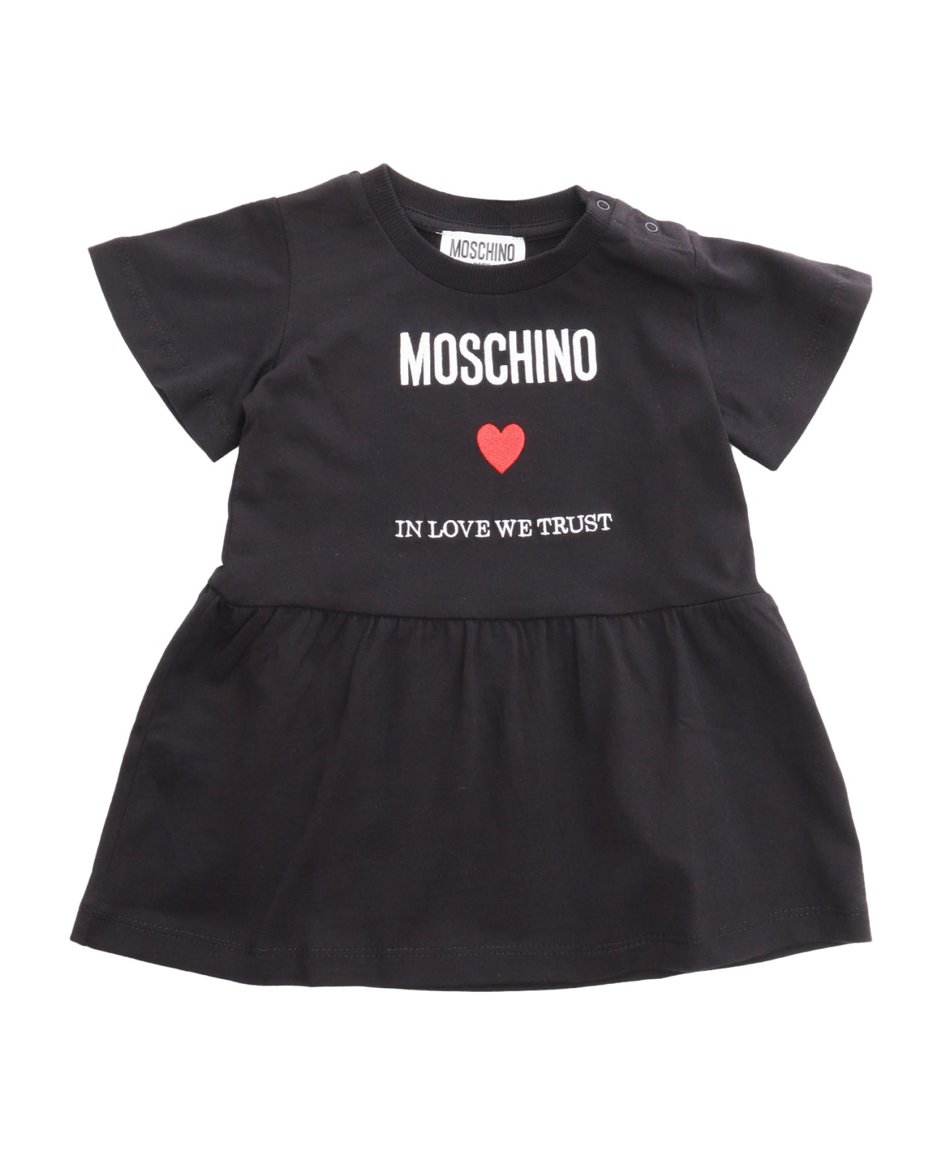 Moschino Black Dress With Logo - BLACK