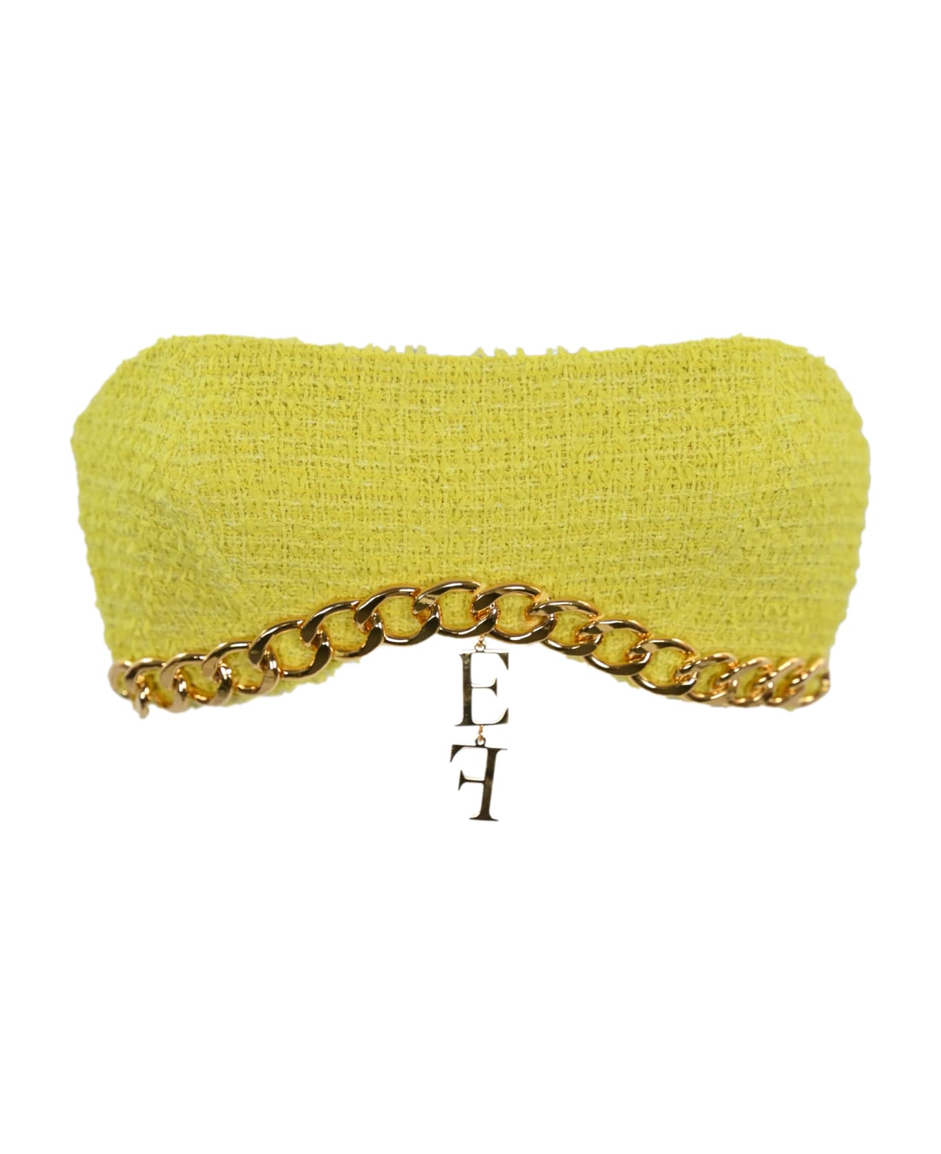 Elisabetta Franchi Tweed Top With Chain - CEDRO