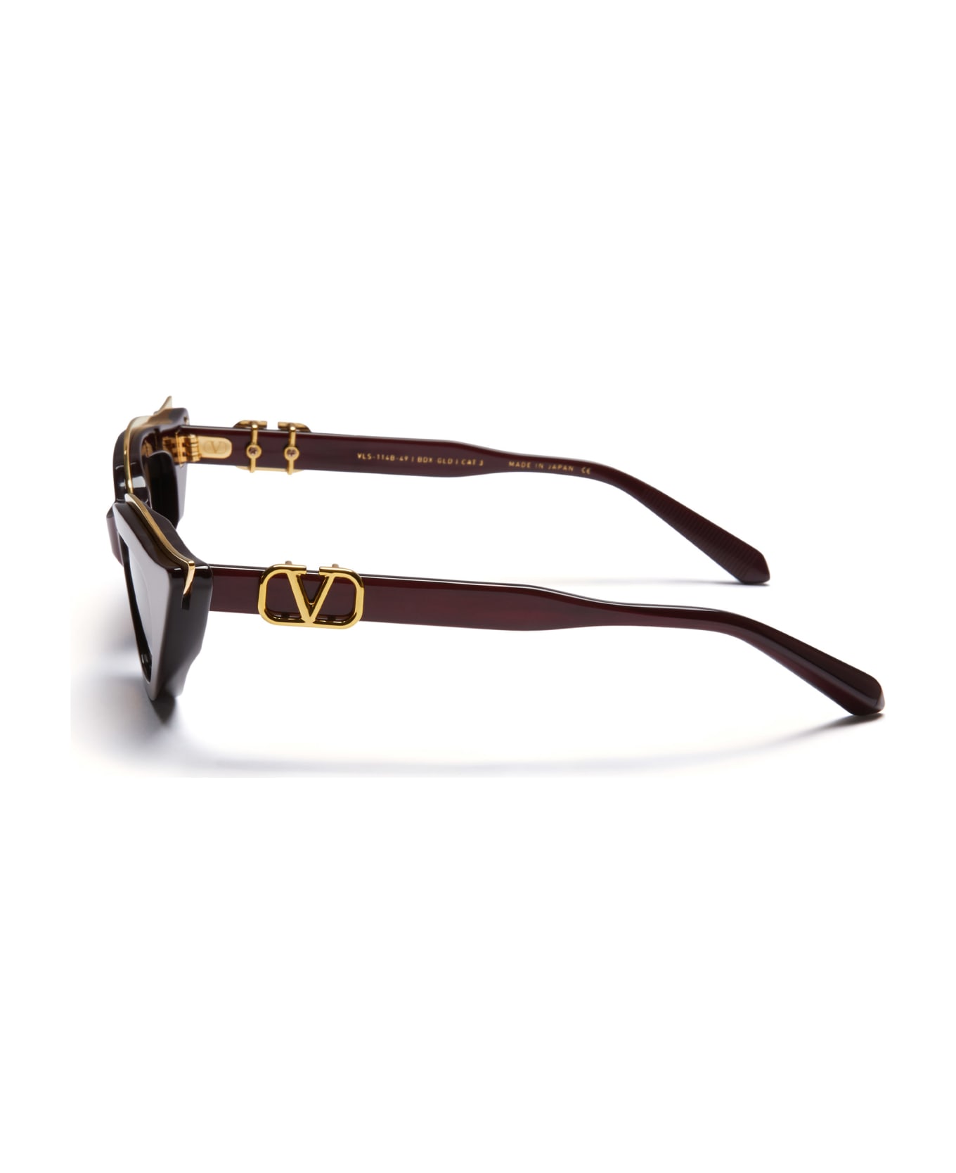Valentino Eyewear V-goldcut Ii - Burgundy / Yellow Gold Sunglasses - burgundy