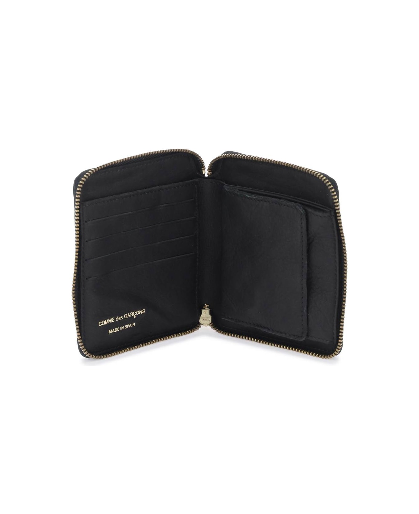 Comme des Garçons Wallet Washed Leather Zip-around Wallet - BLACK (Black)