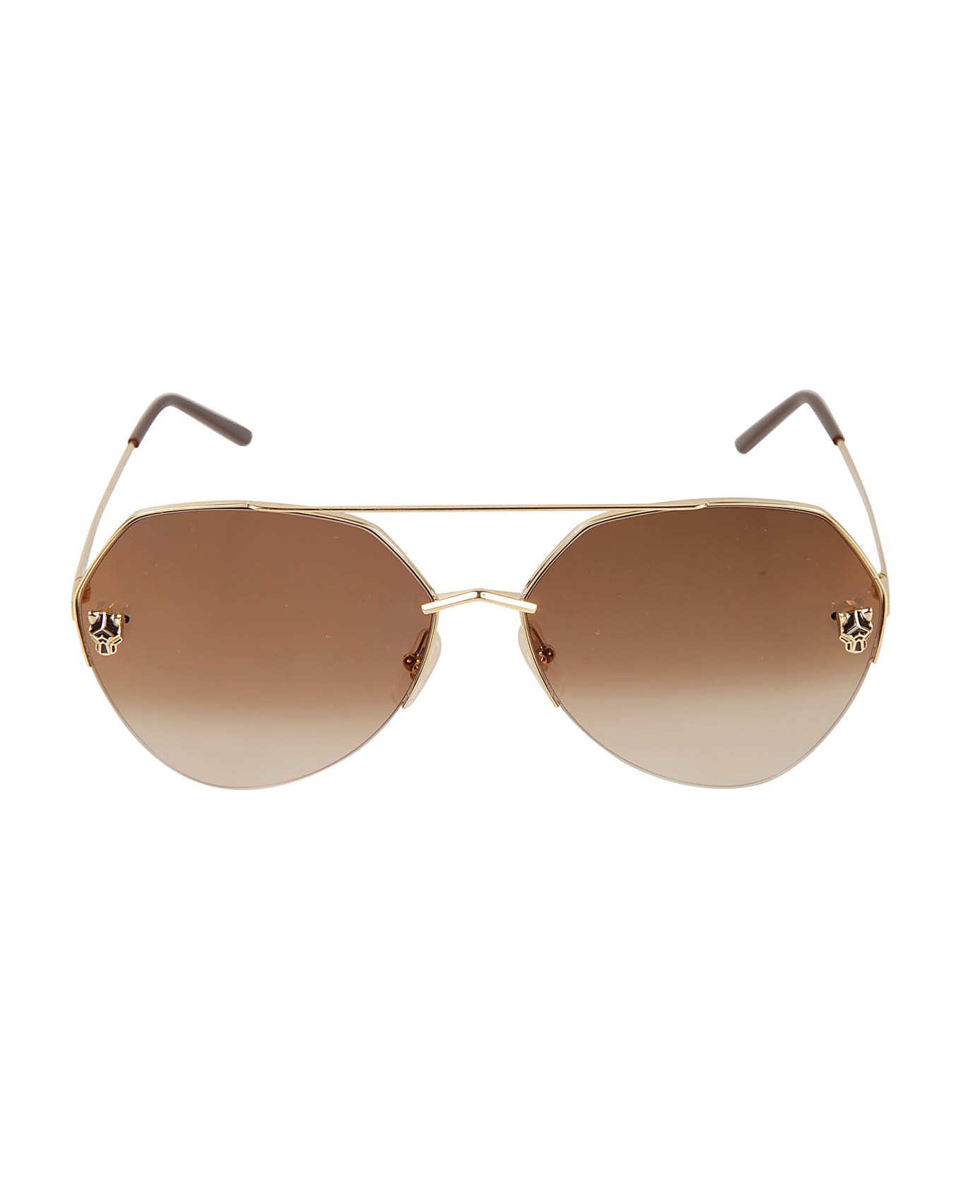 Cartier Eyewear Aviator Heptagon Sunglasses - Gold/Brown/Grey