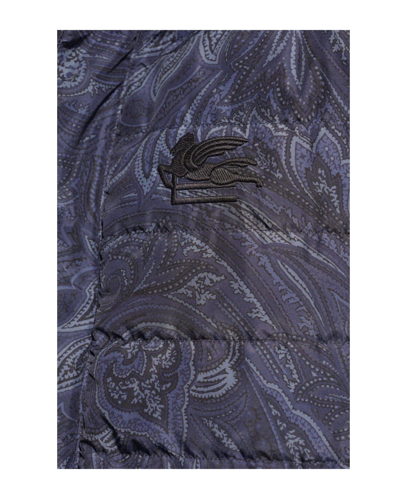 Etro Paisley Printed Quilted Down Vest - Blue