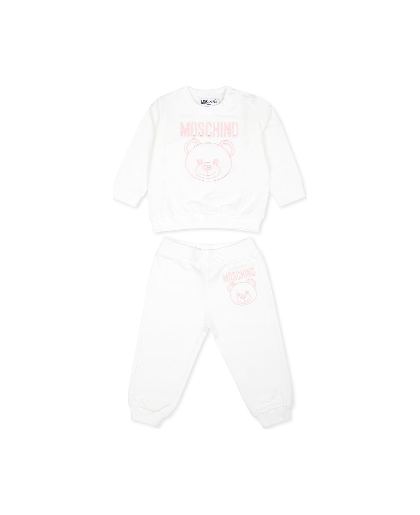 Moschino Ivory Suit For Baby Girl With Teddy Bear - Ivory