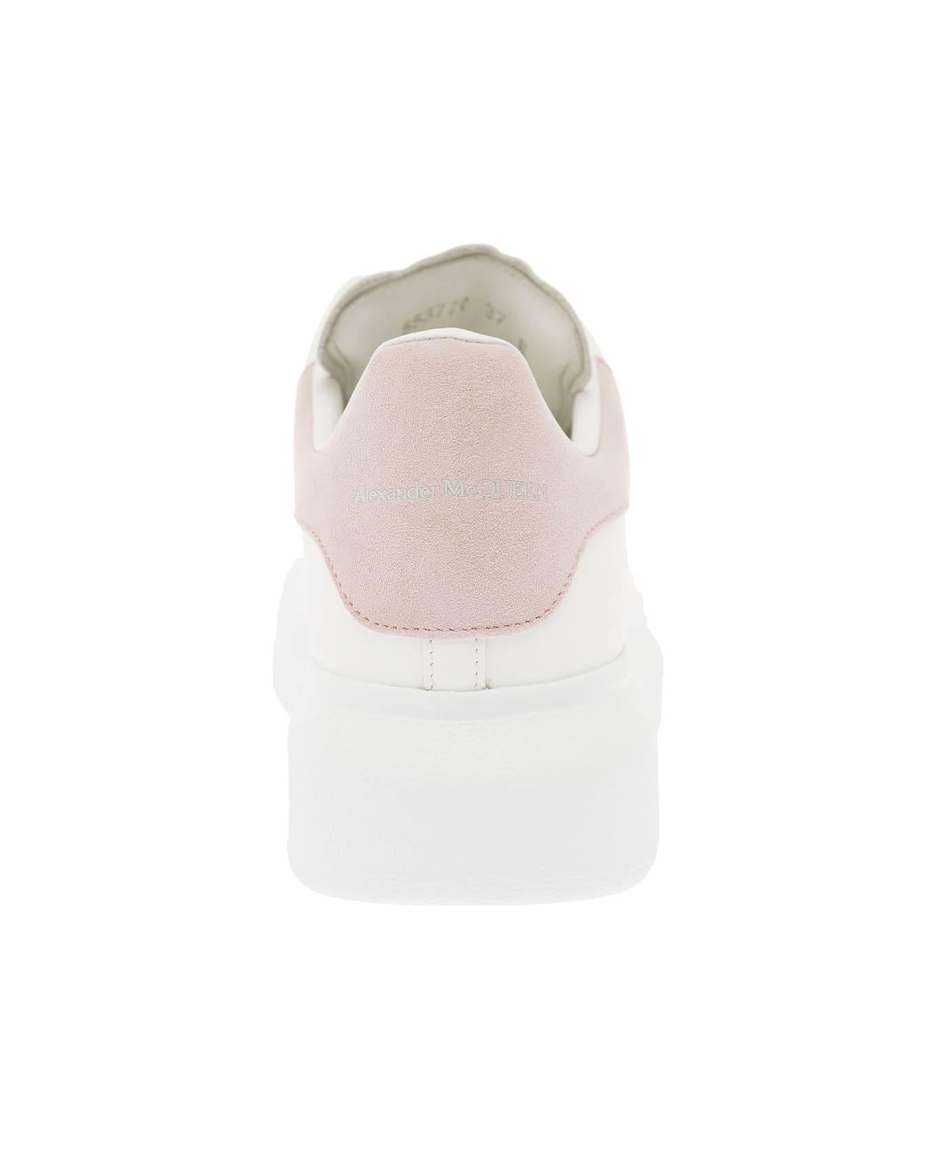 Alexander McQueen Woman's Oversize White And Pink Leather Sneakers - White