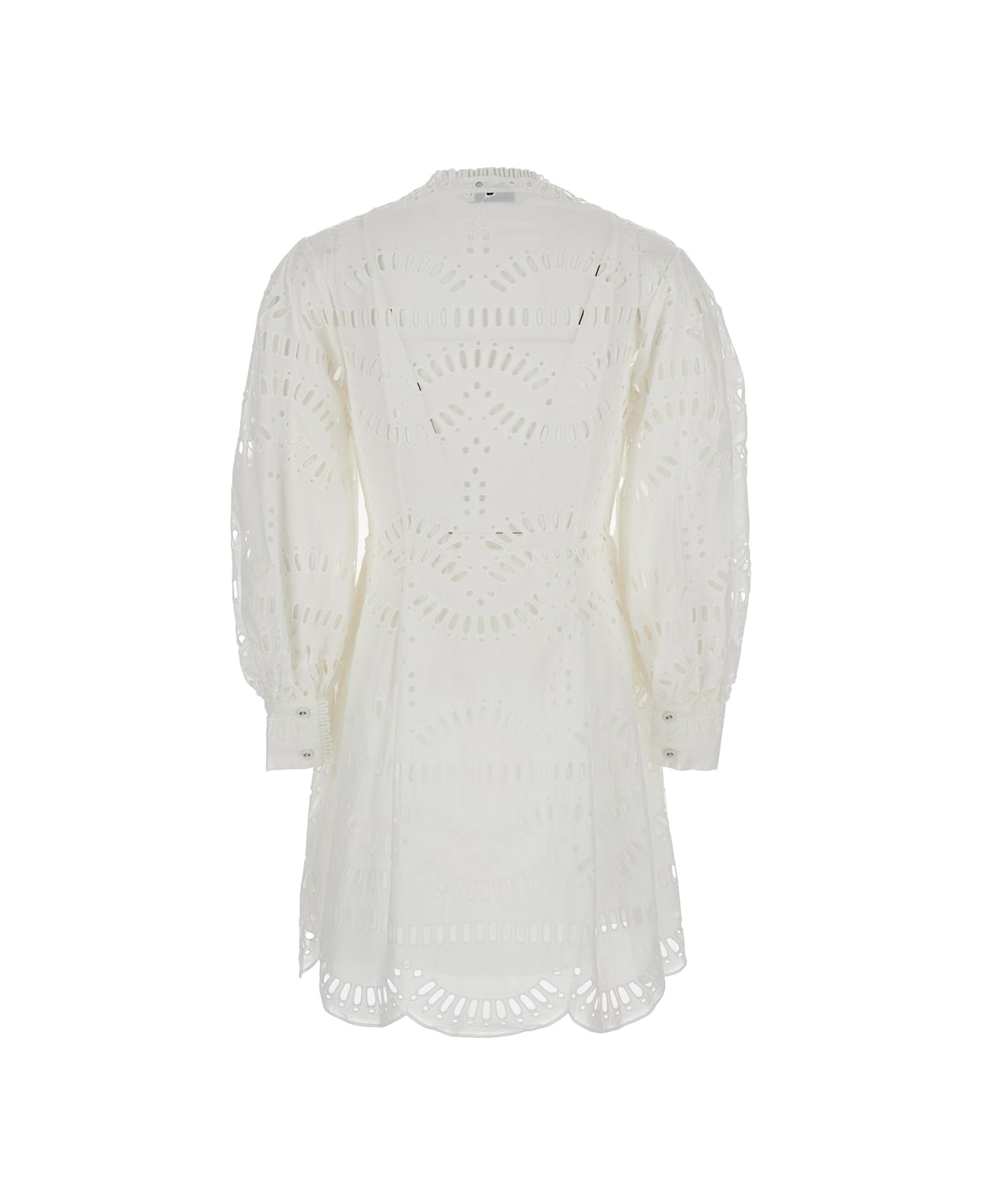 Charo Ruiz White Sangallo Lace Short 'franca' Dress In Cotton Blend Woman - White ブラウス