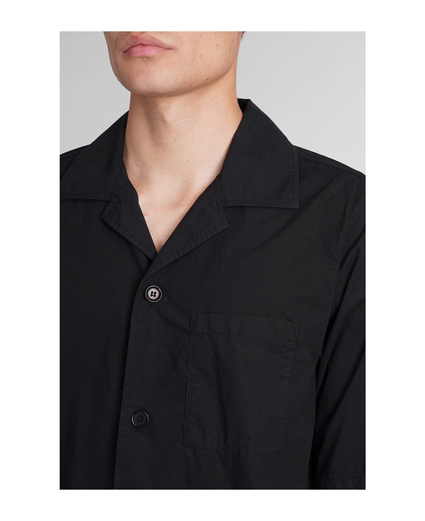 Aspesi Camicia Ago Shirt In Black Cotton - black