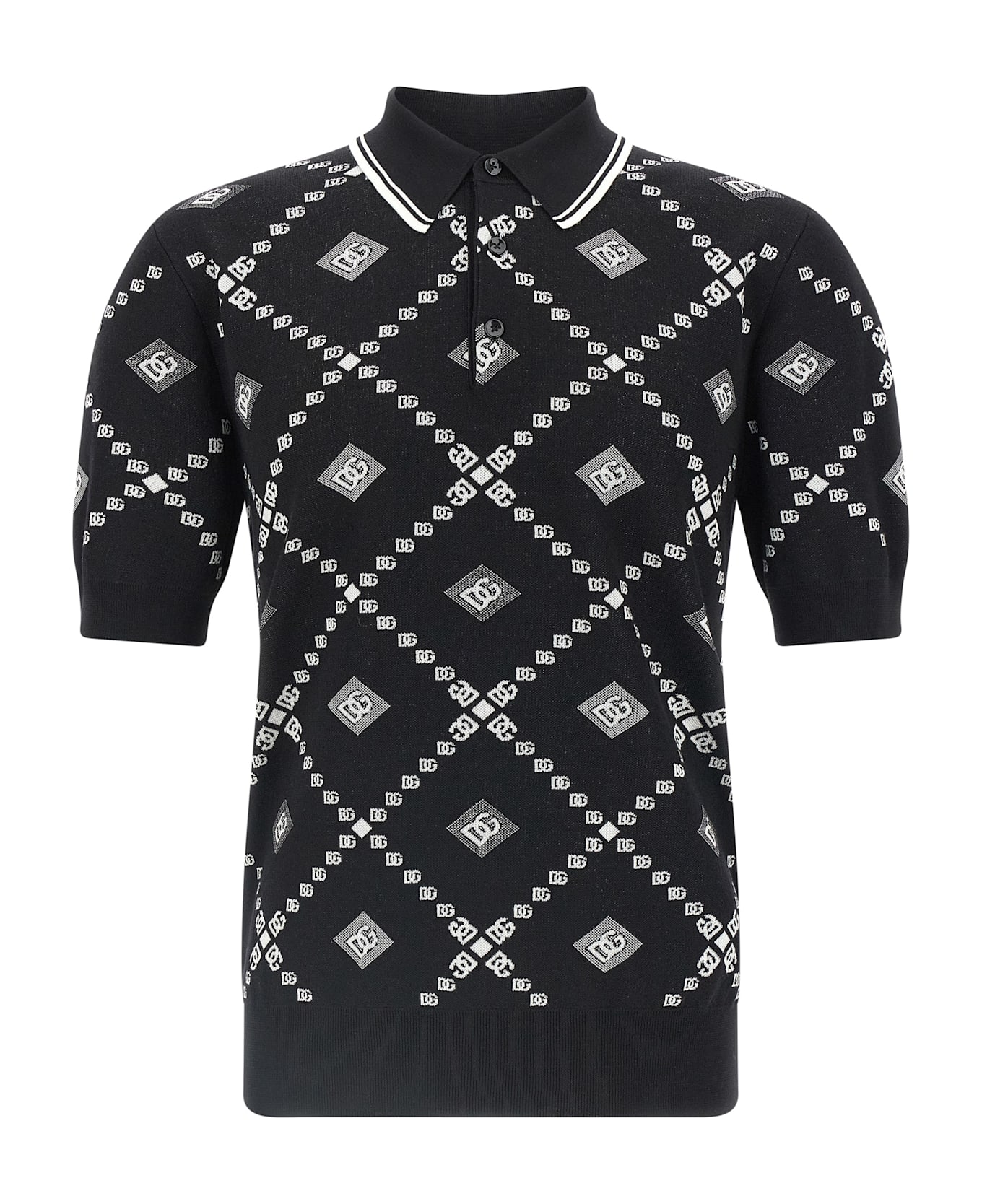 Dolce 
Gabbana Knitted Polo Shirt - White/Black