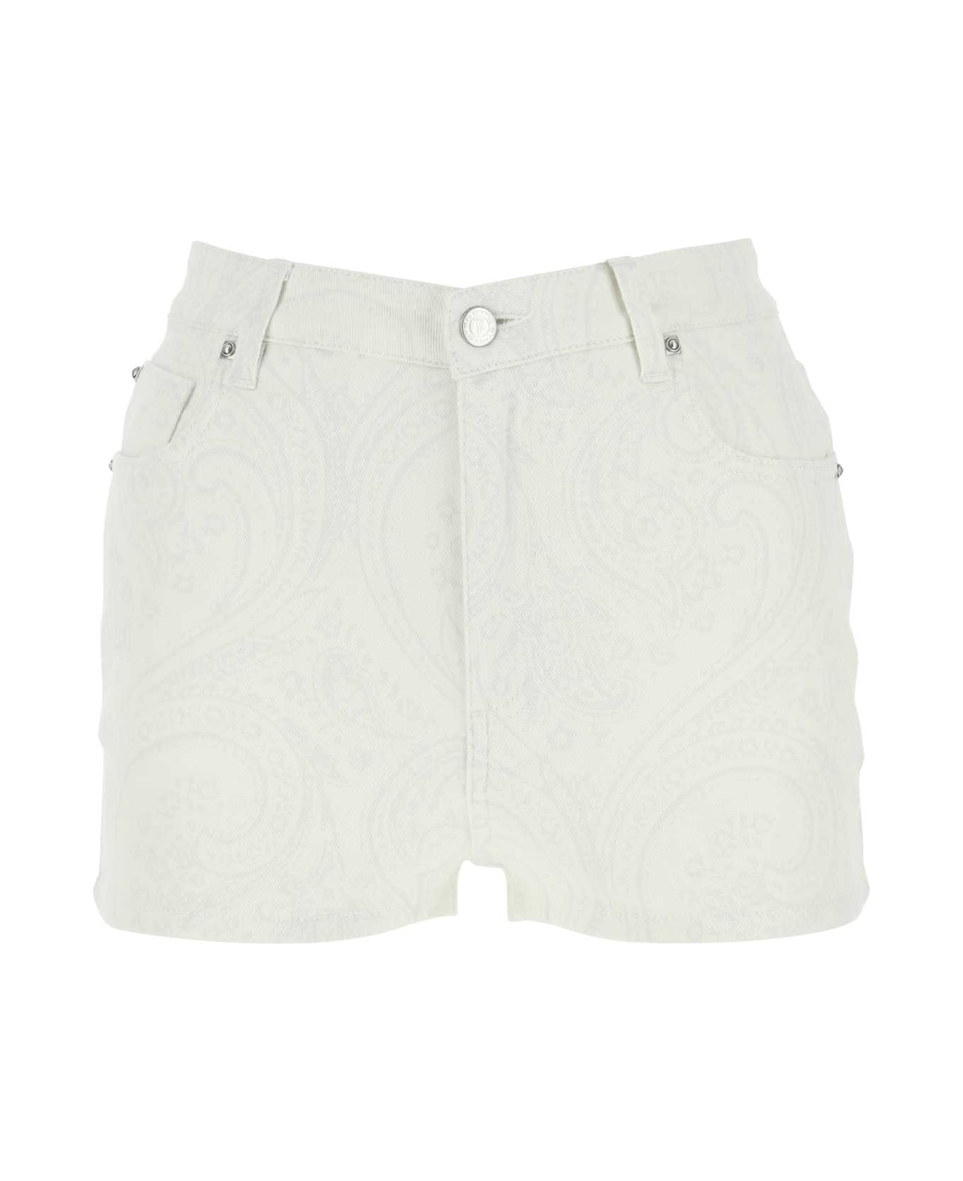 Etro Printed Stretch Denim Shorts - WHITE ショートパンツ
