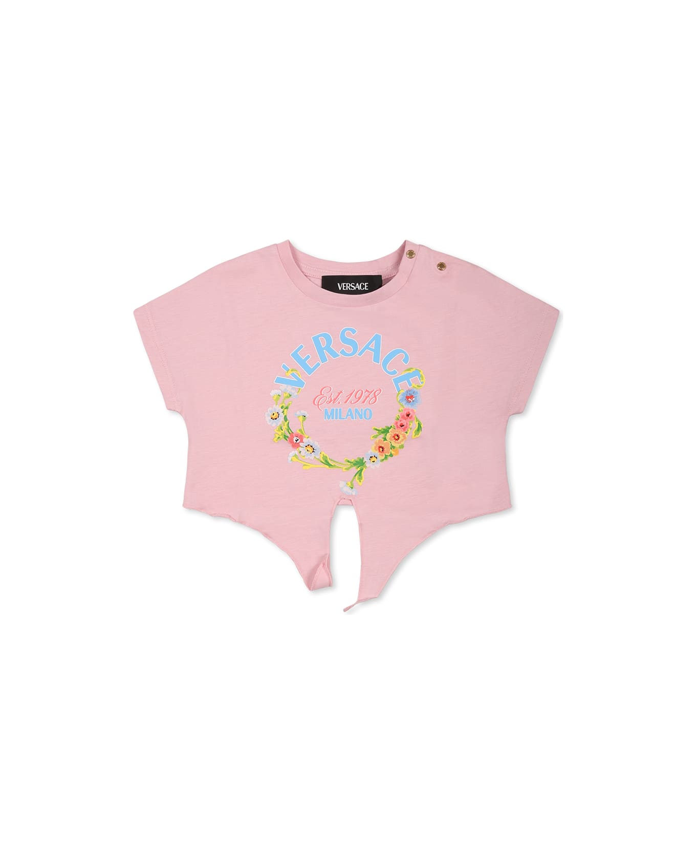 Versace Pink T-shirt For Baby Girl With Logo - Pink