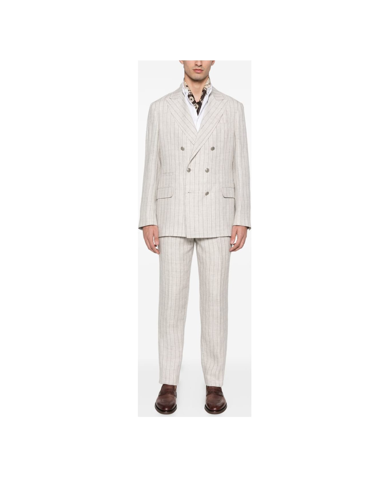 Brunello Cucinelli Linen Double-breasted Suit - Beige