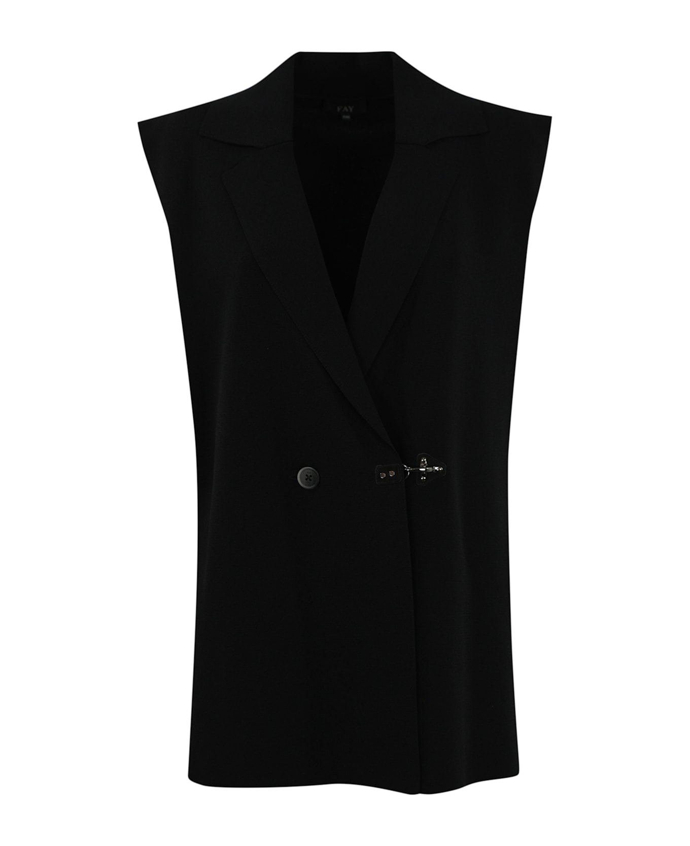Fay Viscose Knit Vest With Hook - Nero