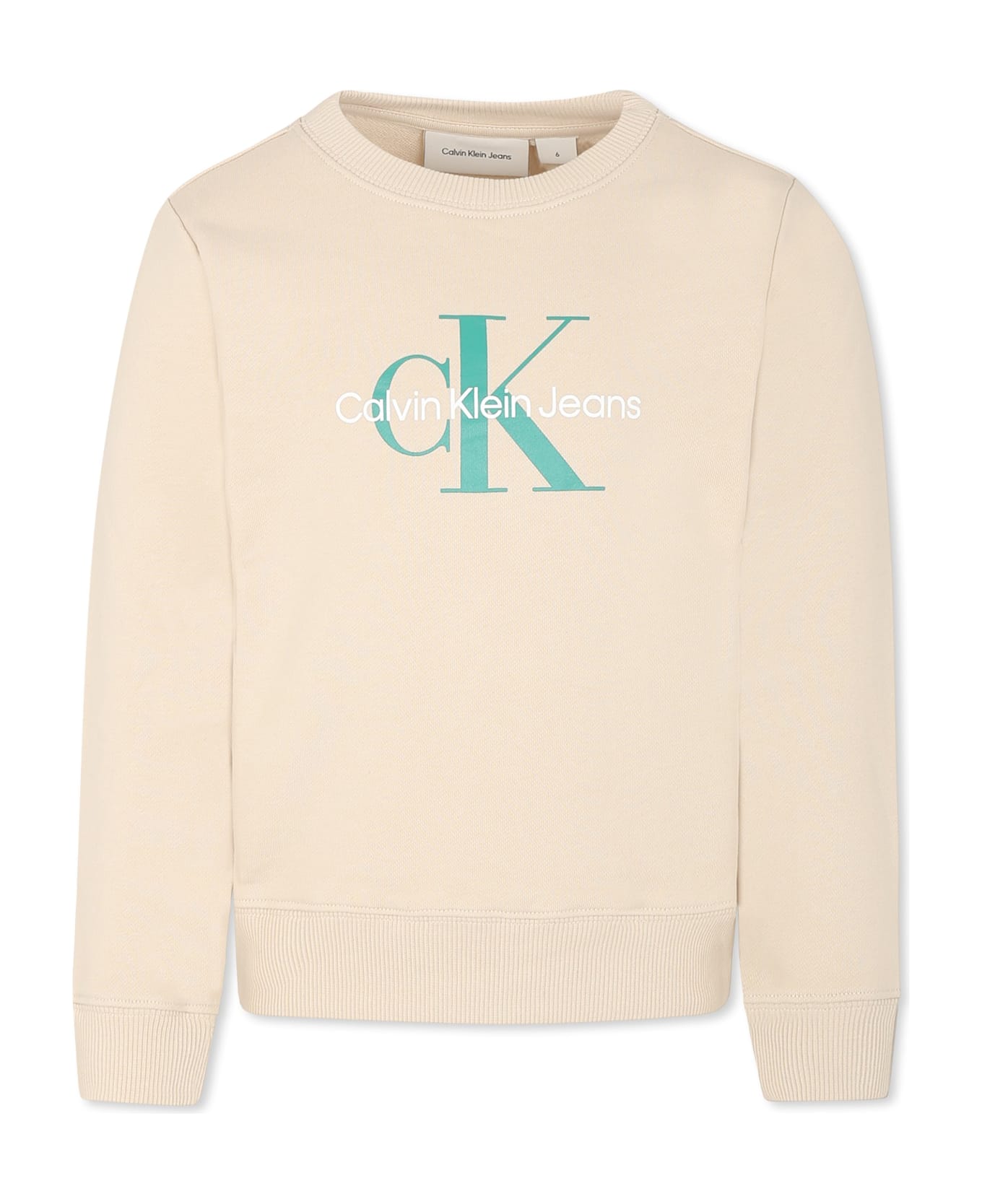 Calvin Klein Ivory Sweatshirt For Kids With Logo - Ivory