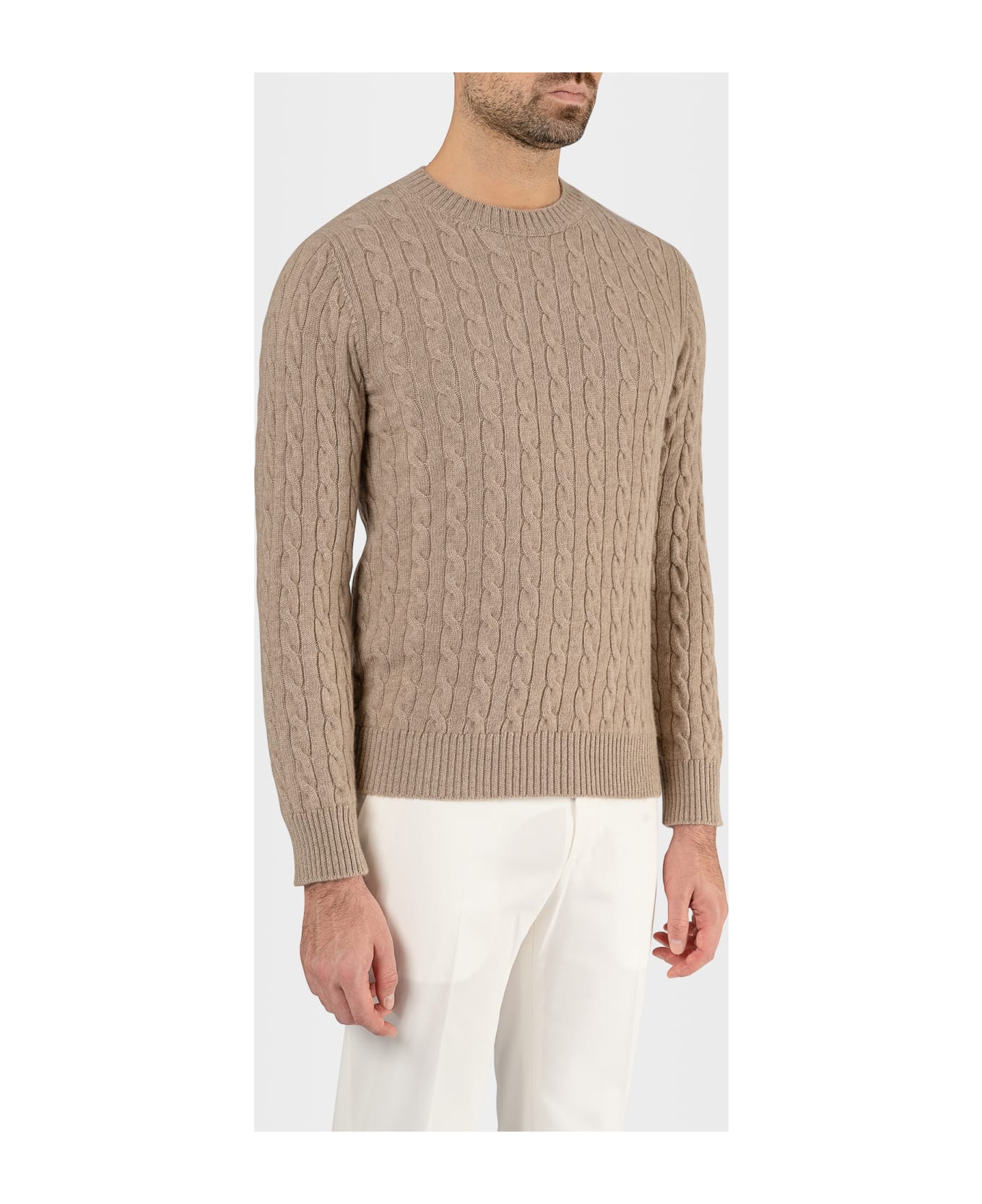 Larusmiani Cashmere Cable Knit Sweater "col Du Pillon" - Beige