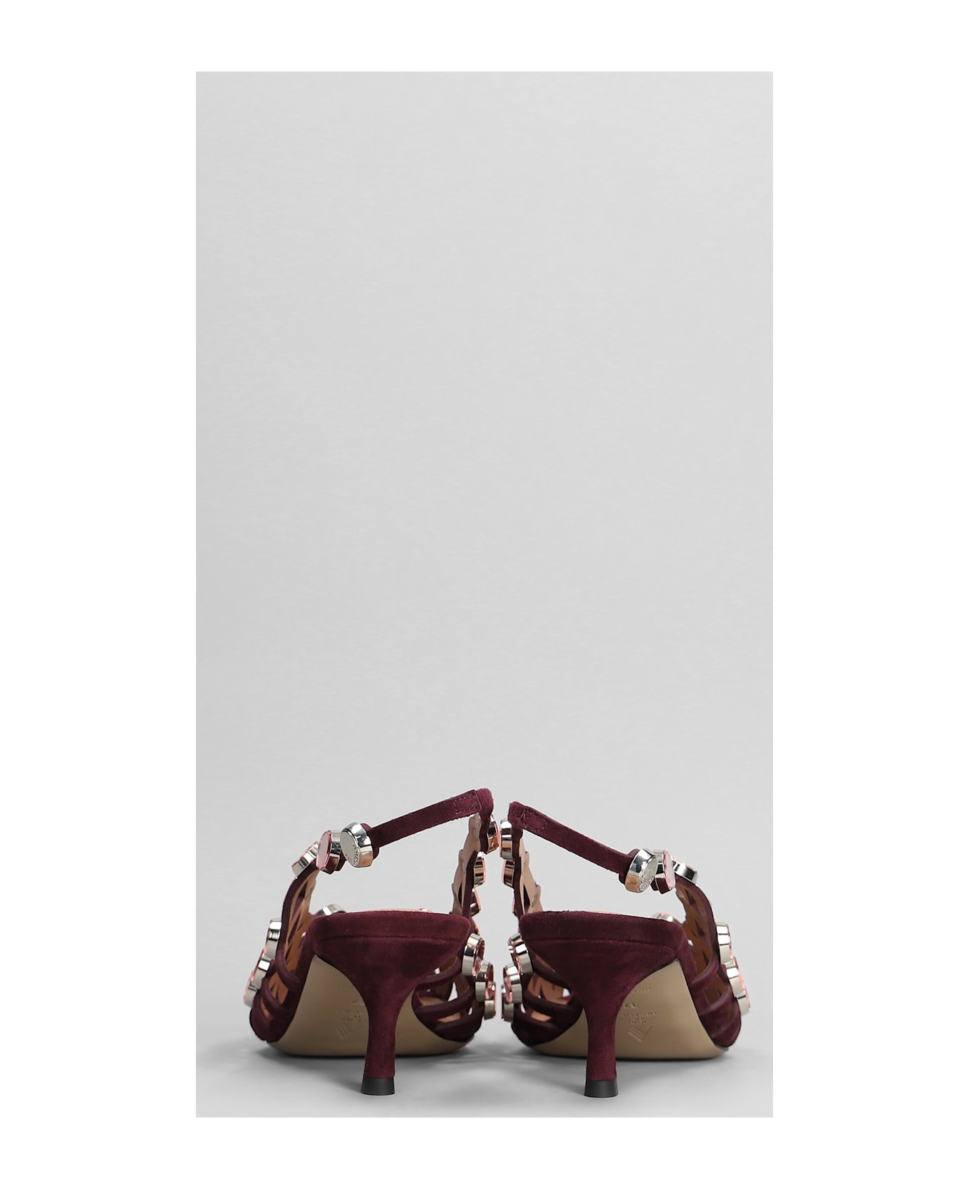 The Attico Grid Pumps In Bordeaux Suede - bordeaux