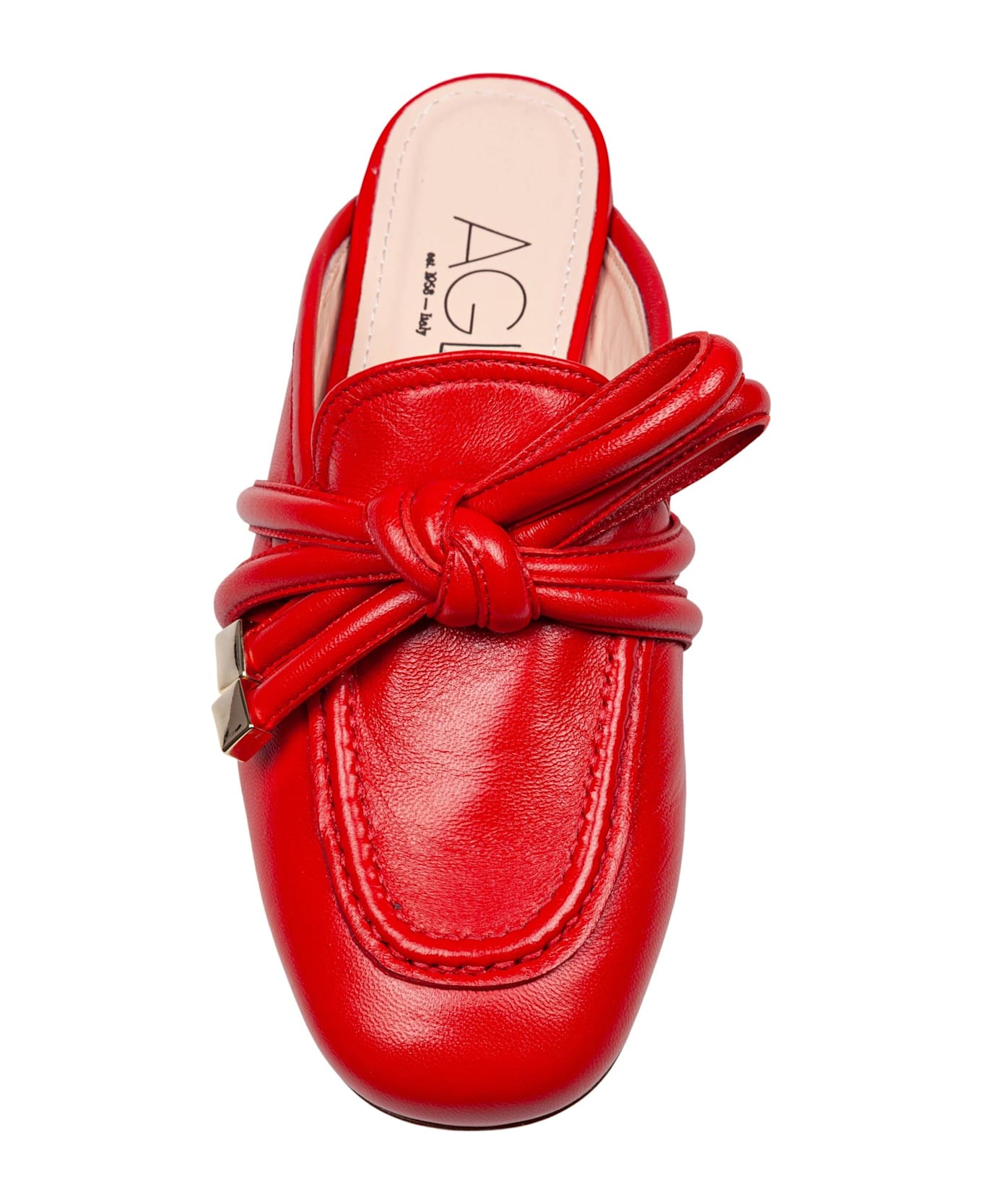 AGL Mule Ribbon In Leather Color Red