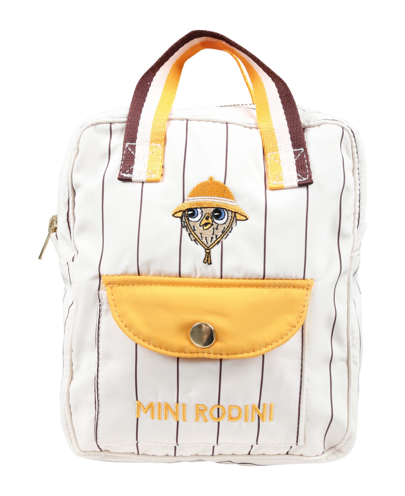 Mini Rodini Ivory Backpack For Kids With Owl - Ivory アクセサリー＆ギフト