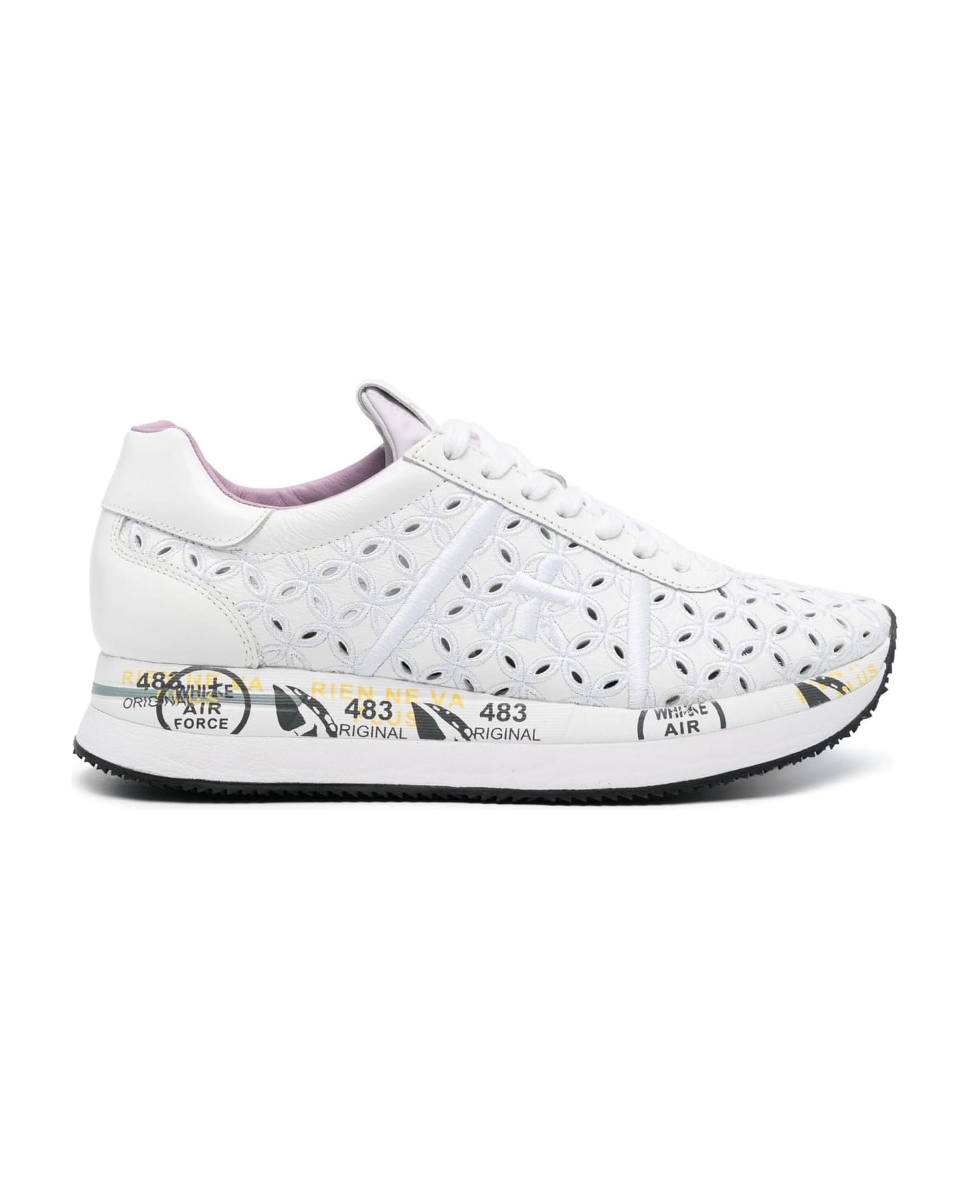 Premiata Conny Broderie-anglaise Sneakers - Bianco/nero スニーカー