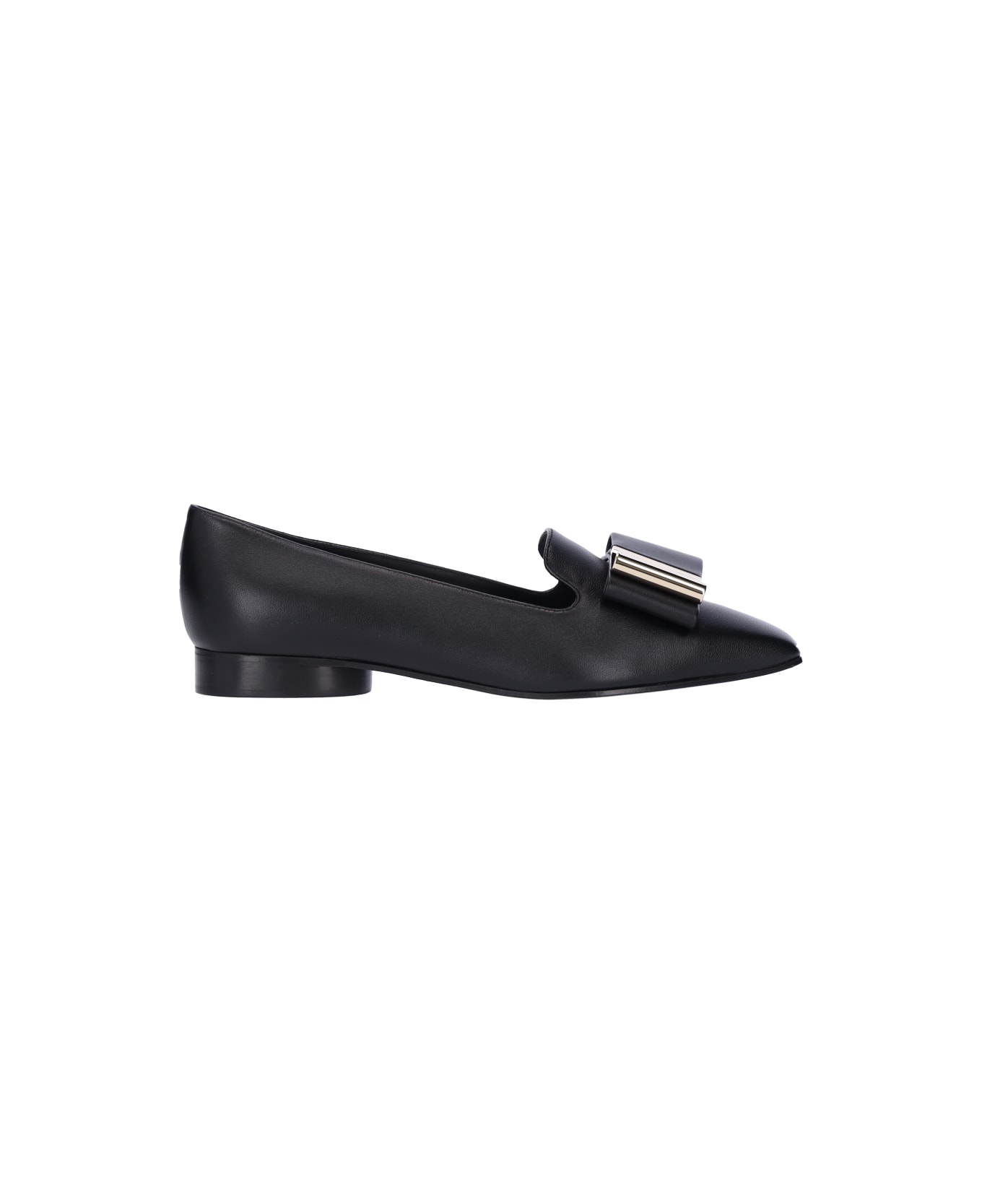 Ferragamo Double Bow Loafers - Black  