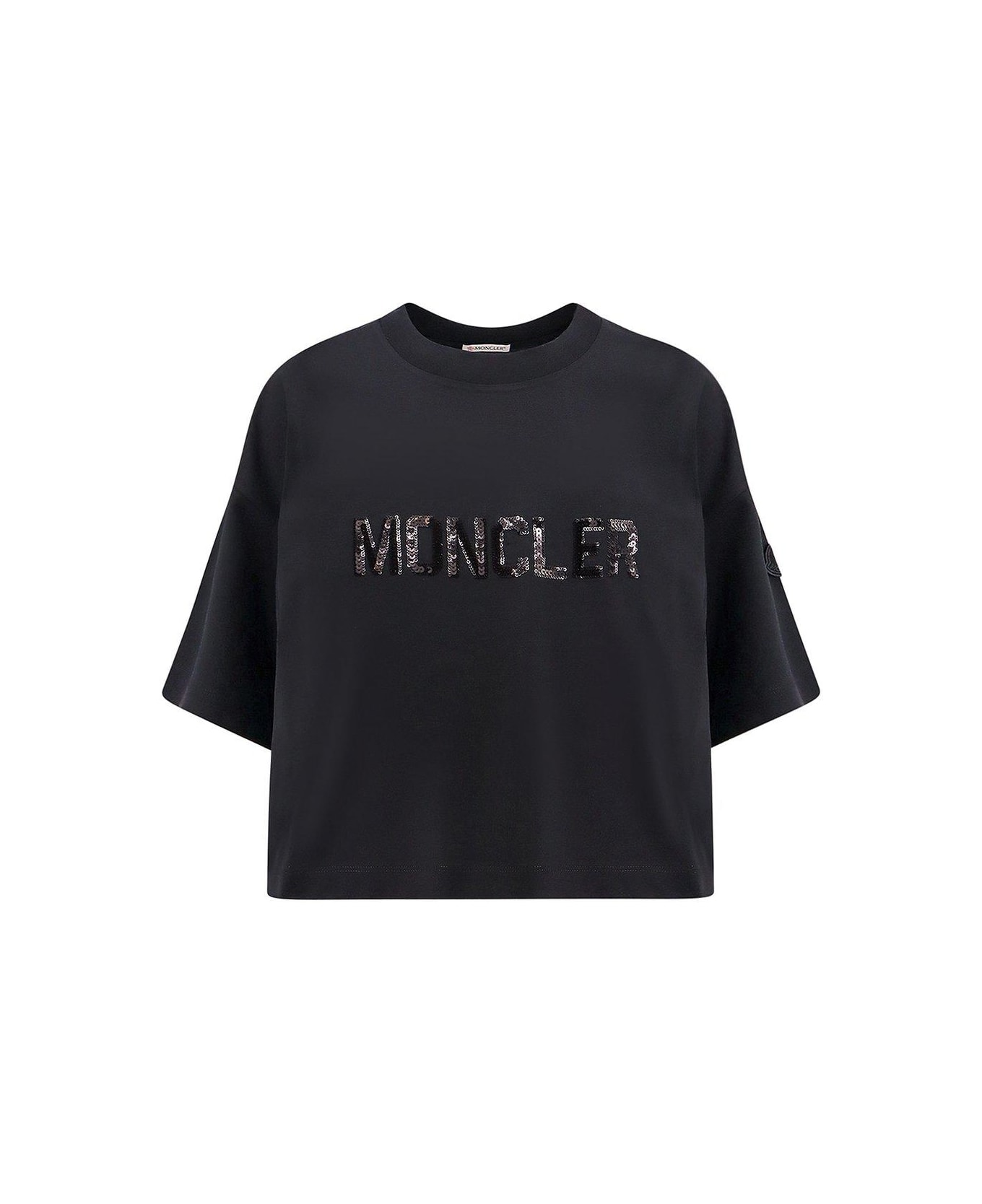 Moncler Logo Detailed Cropped T-shirt - Black