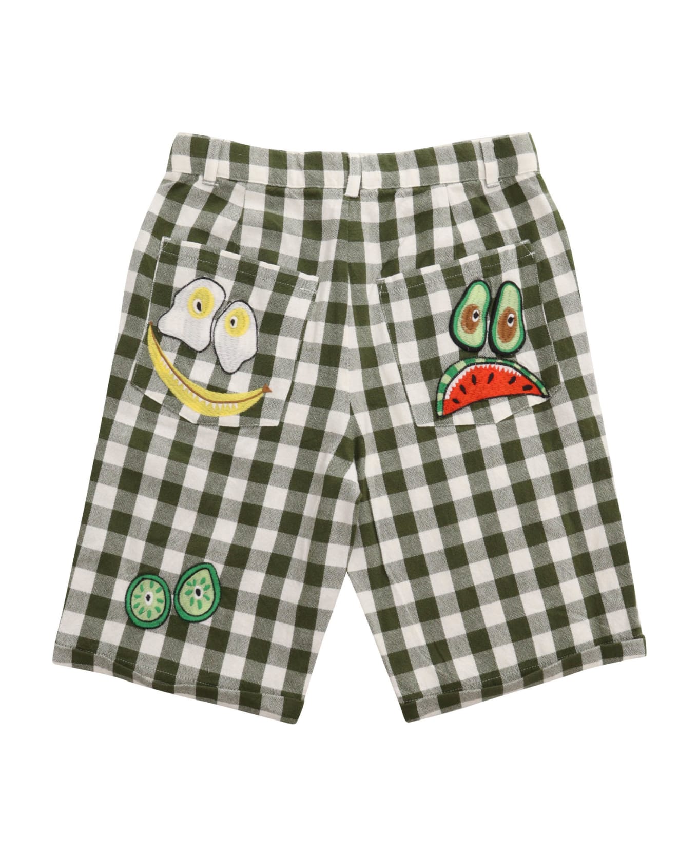 Stella McCartney Kids Checked Shorts With Prints - GREEN ボトムス