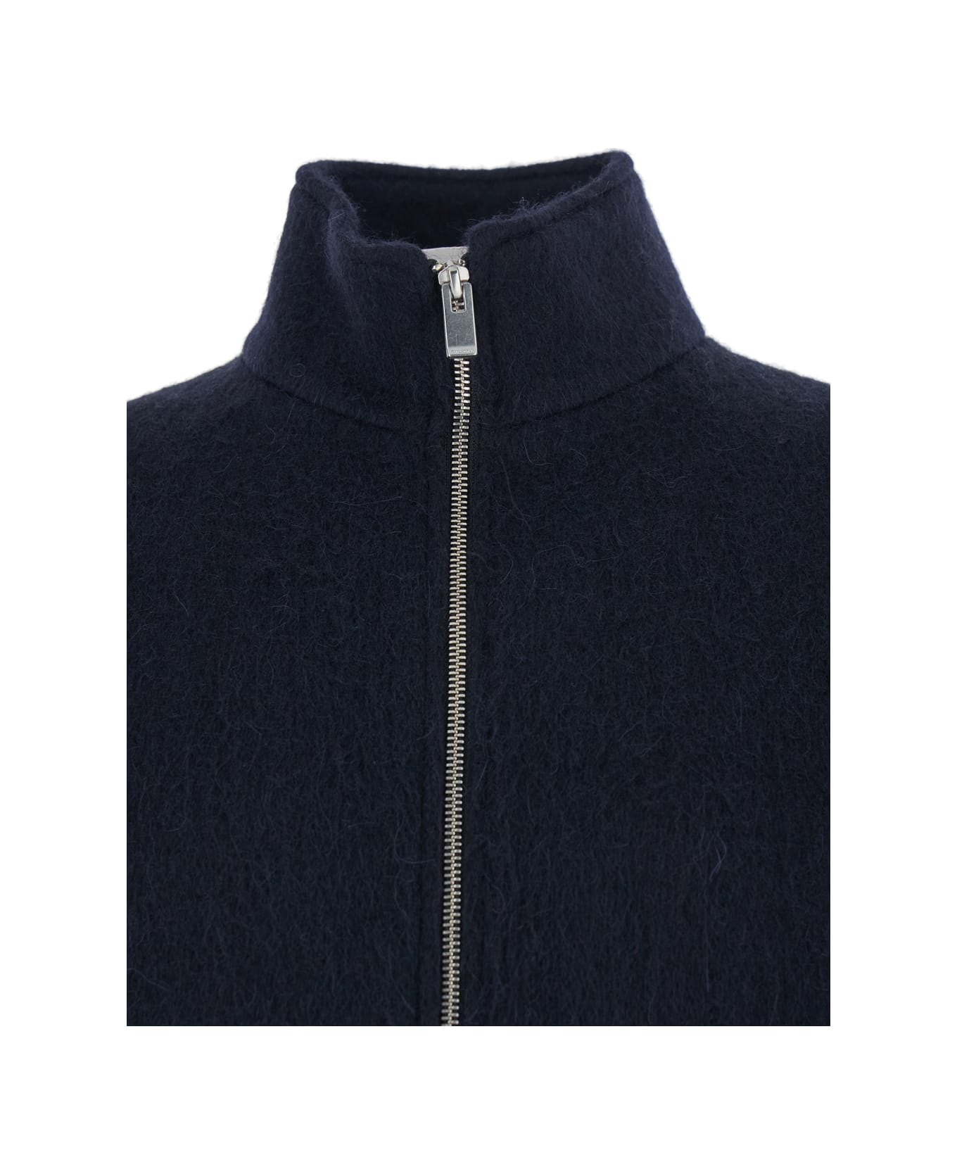 Tonywack Blue Jacket With High Neck And Dropped Shoulders In Wool Man - Blu