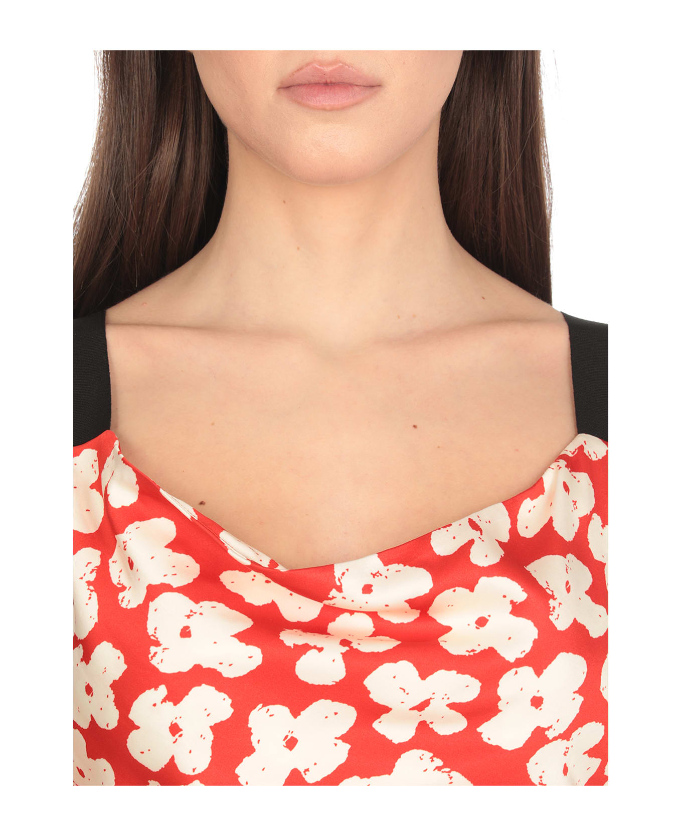 MSGM Dress With Floral Pattern - Red