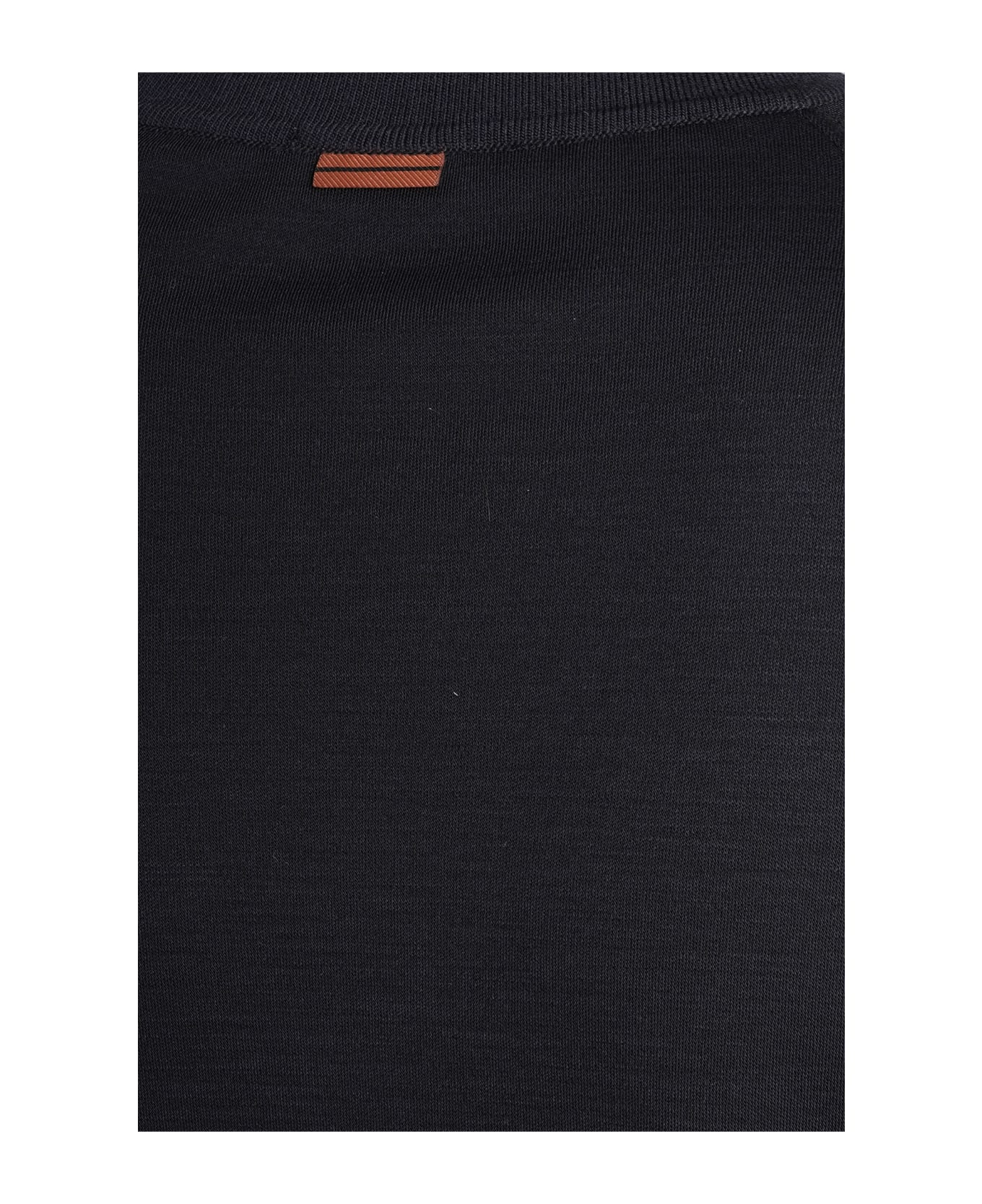 Zegna T-shirt In Black Wool - Blue