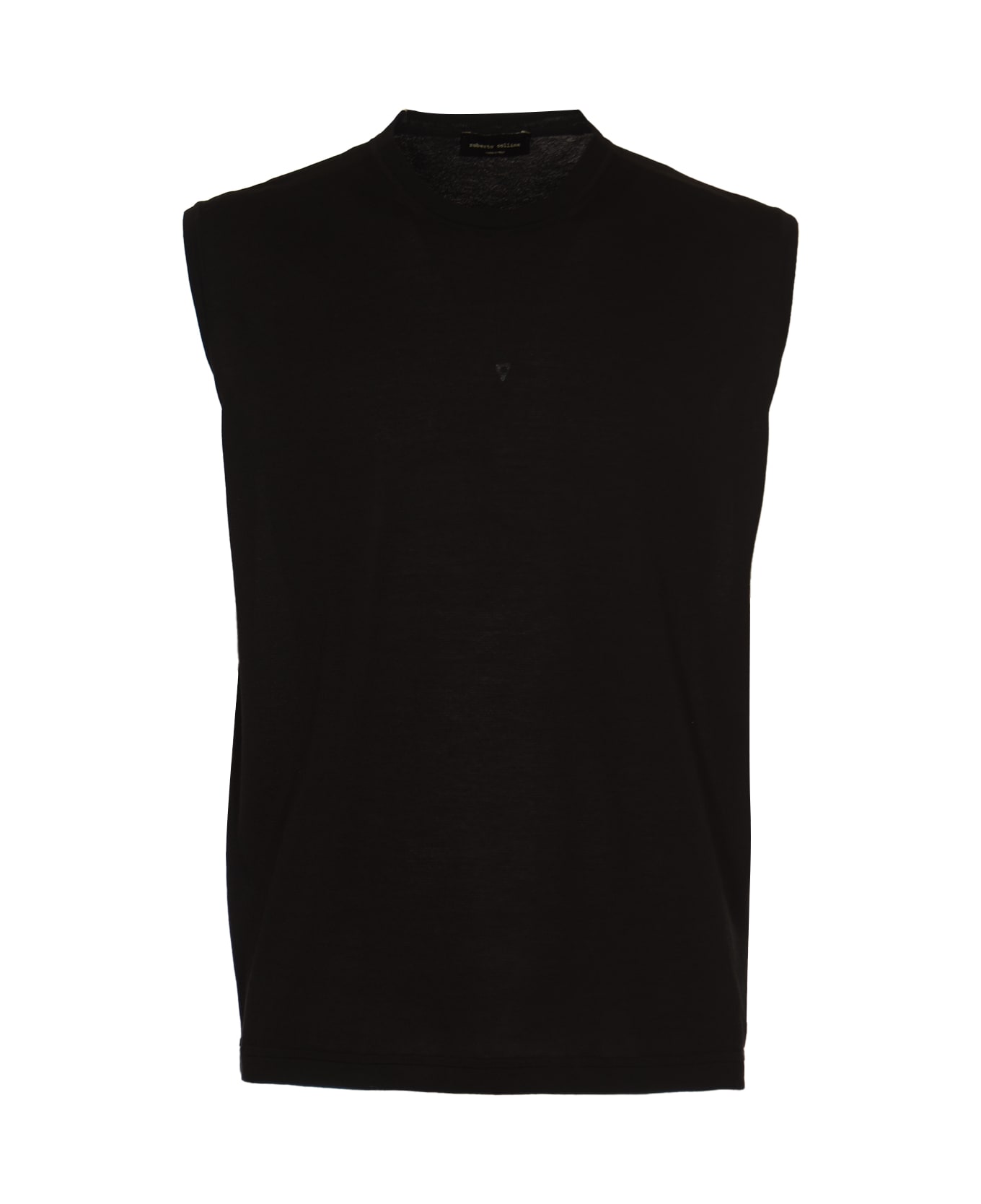 Roberto Collina Round Neck Sleeveless Plain T-shirt - Black