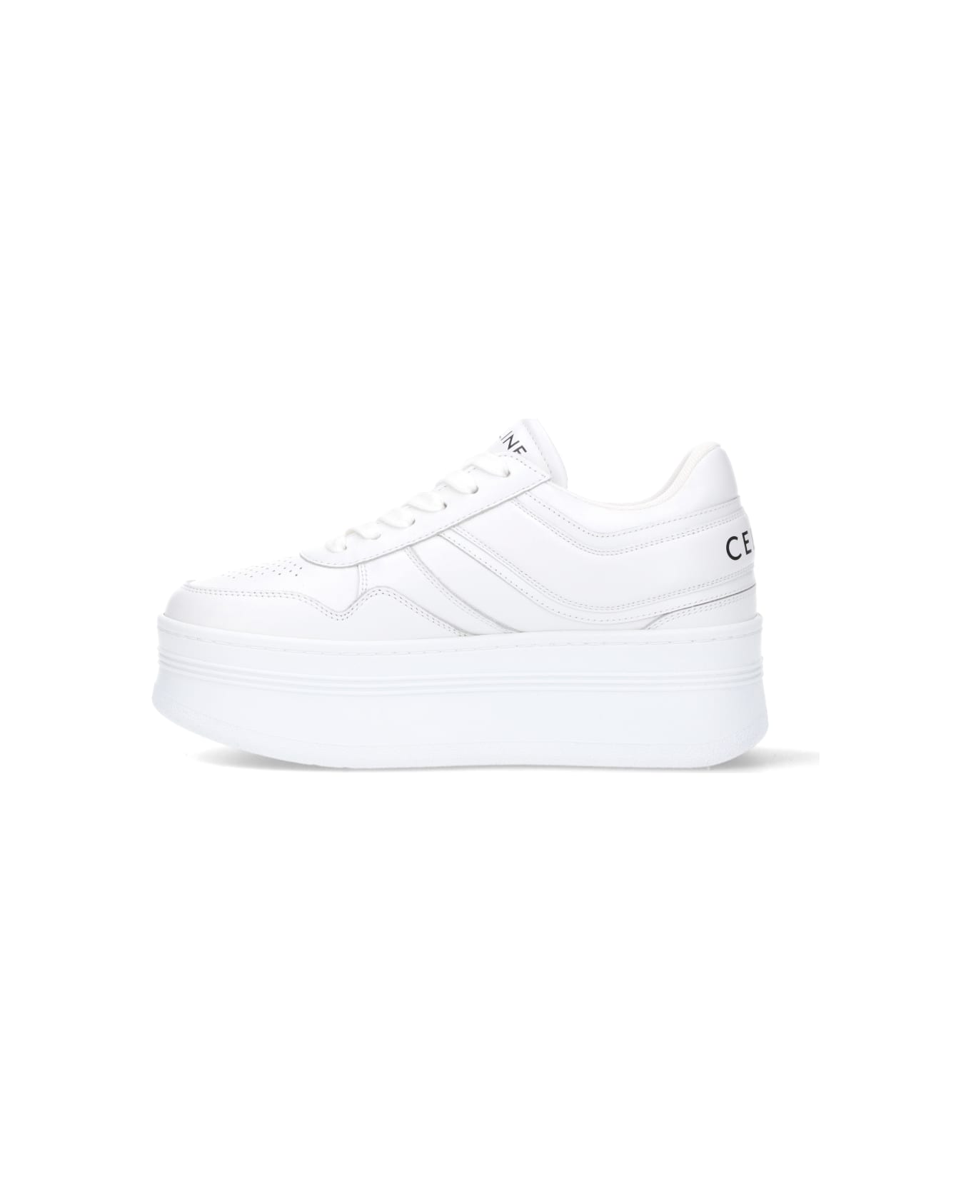 Celine Logo Platform Sneakers - White