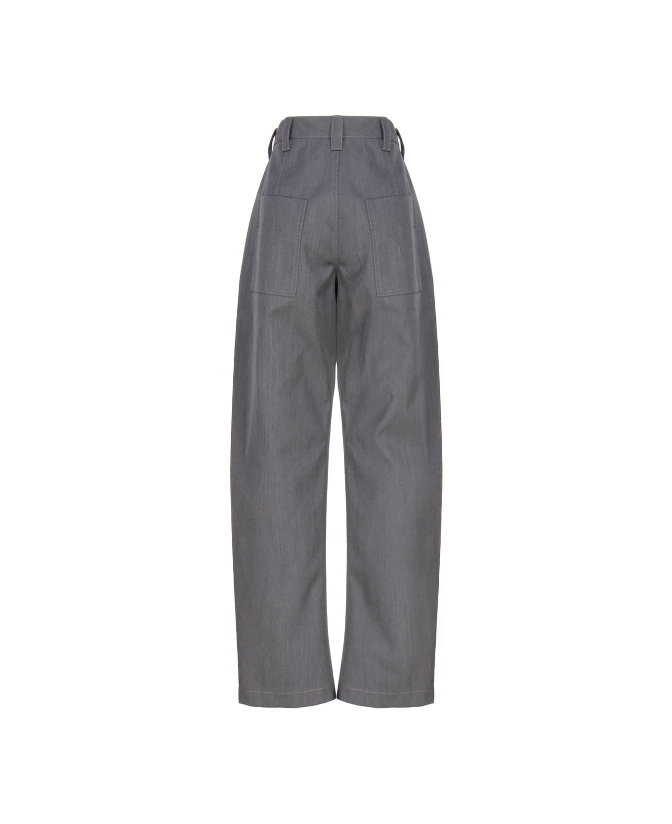 Bottega Veneta Tapered Trousers In Bonded Wool And Cotton - Charcoal/cane sugar ボトムス