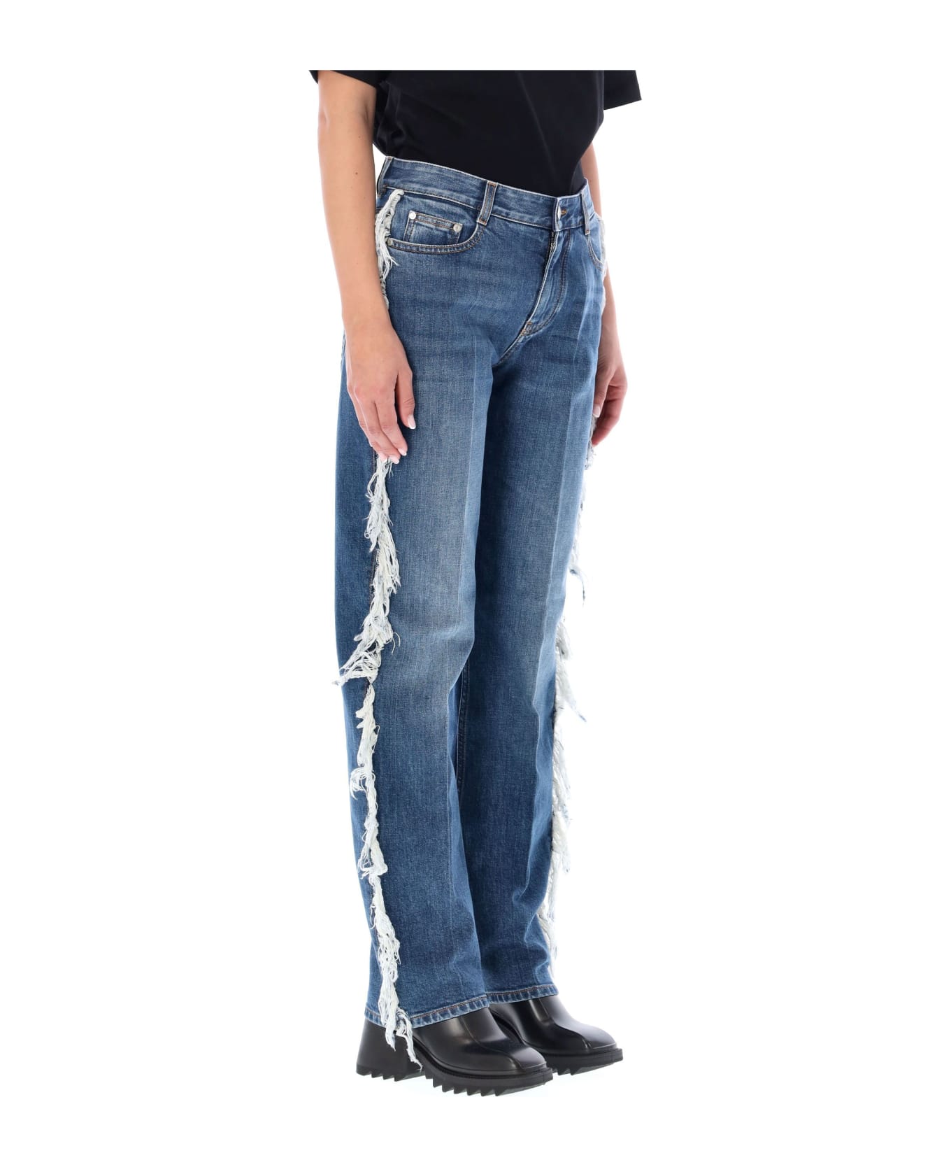 Stella McCartney Fringed Straight Leg Jeans - VINTAGE DARK デニム