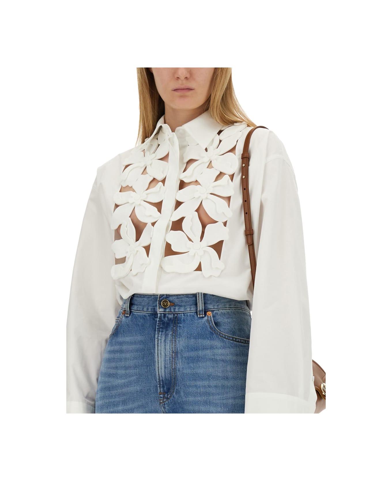 Valentino Embroidered Compact Poplin Shirt - WHITE