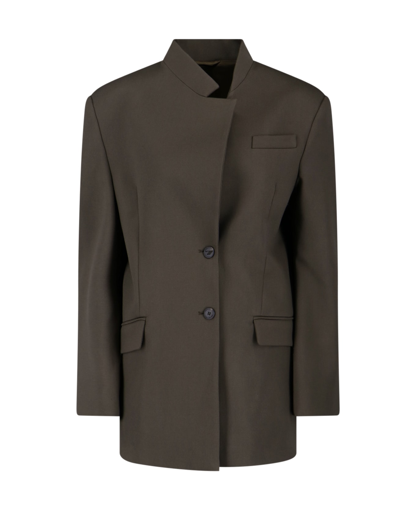 The Attico Single-breasted Virgin Wool Blazer - Brown