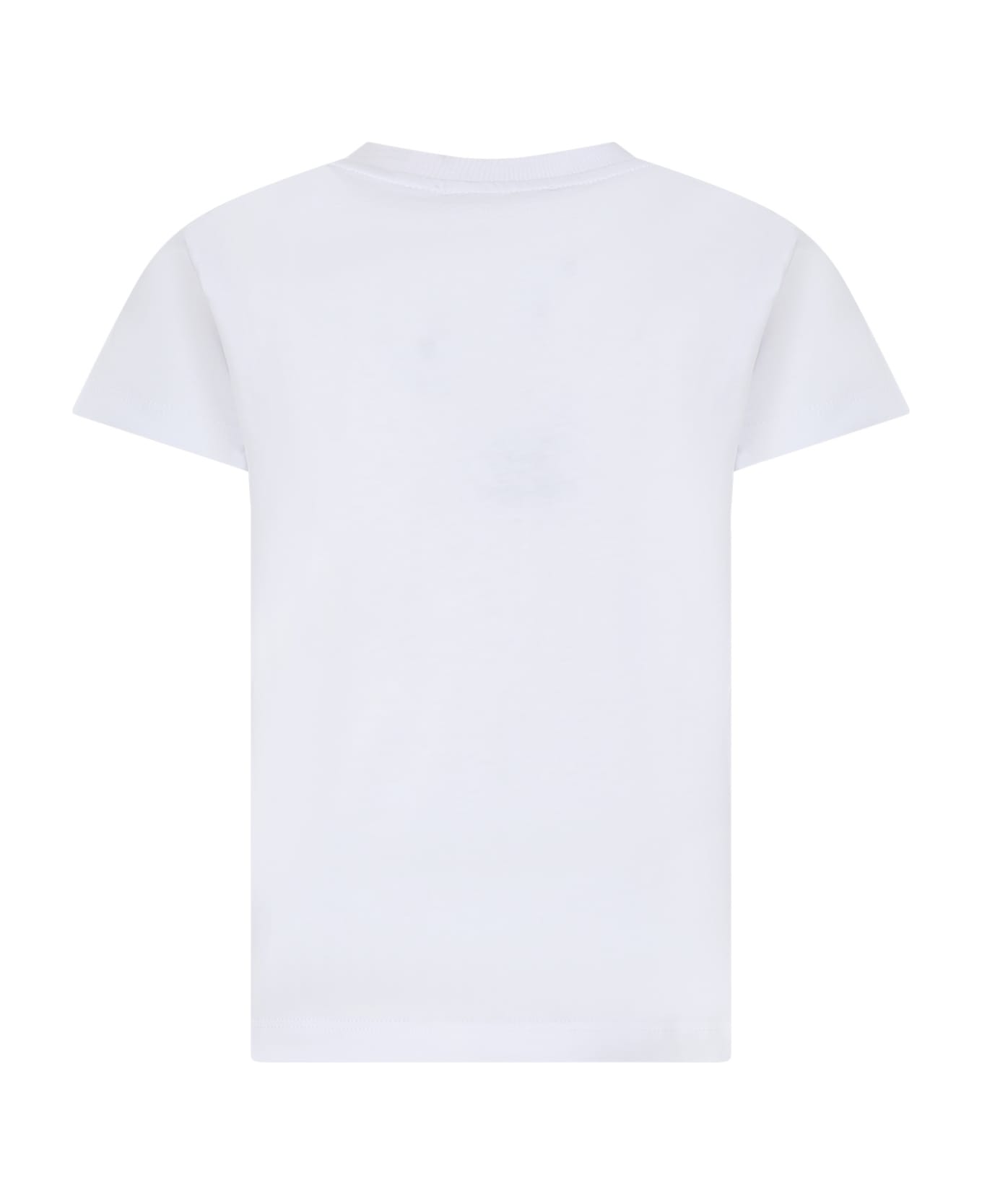 Moschino White T-shirt For Kids With Logo And Teddy Bear - White Tシャツ＆ポロシャツ
